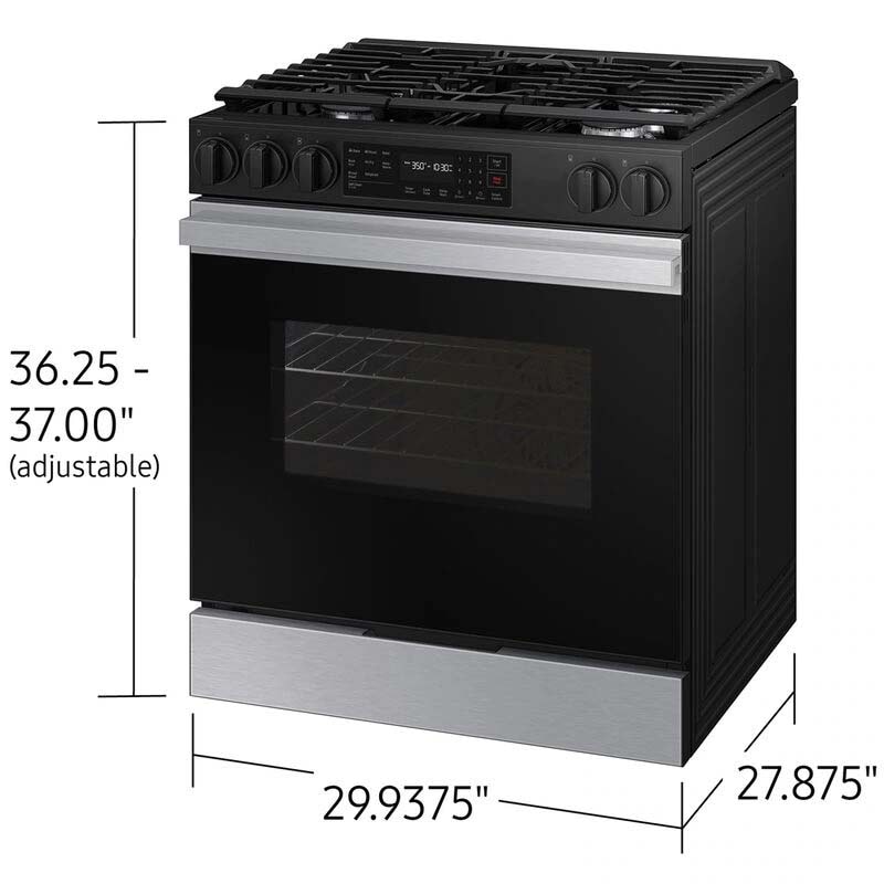 Samsung Bespoke 30 in. 6 cu. ft. Smart Slide-In Gas Range with 5 Sealed Burners - Stainless Steel, Stainless Steel, hires