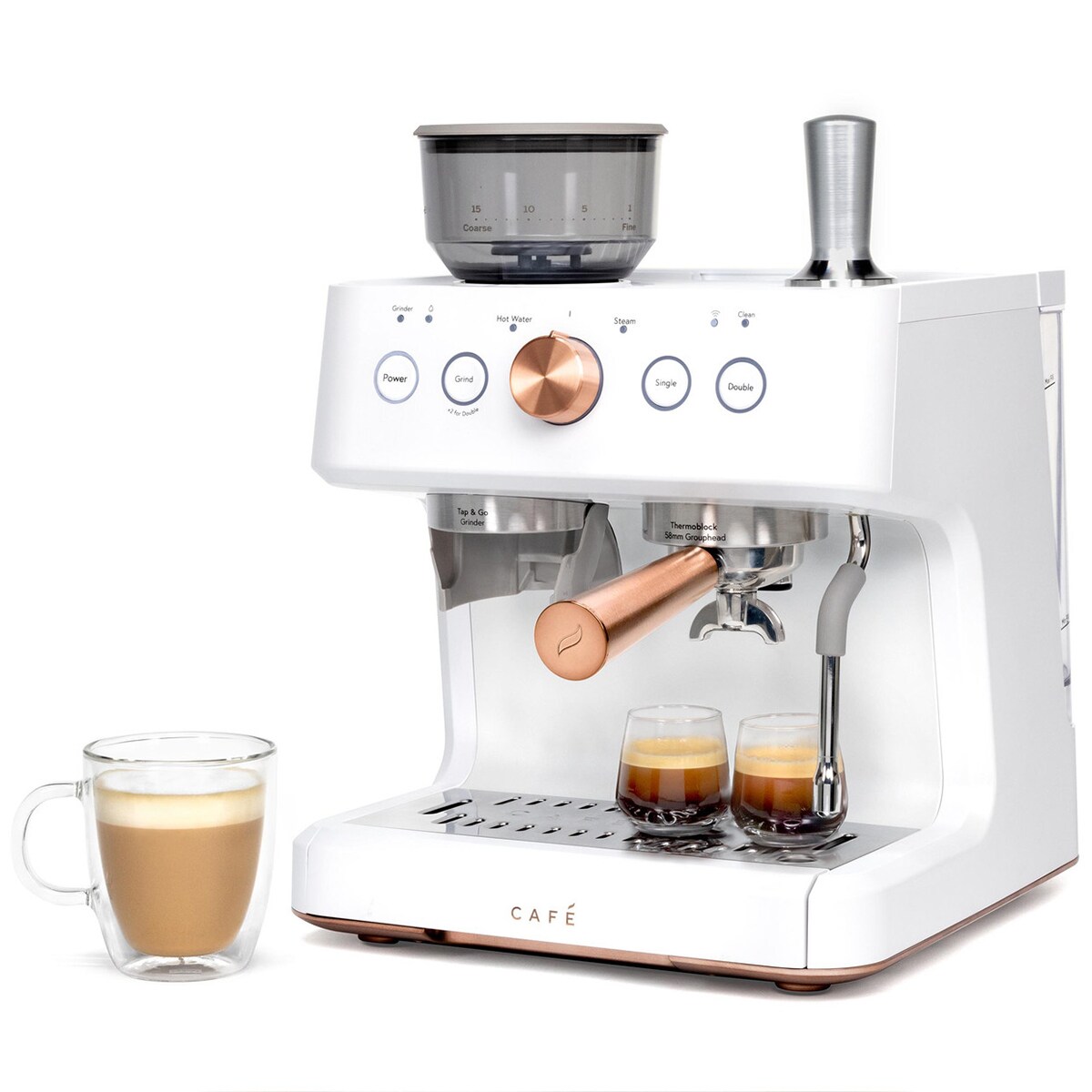 Cafe Bellissimo Semi-Automatic Espresso Machine + Frother - Matte White, , hires