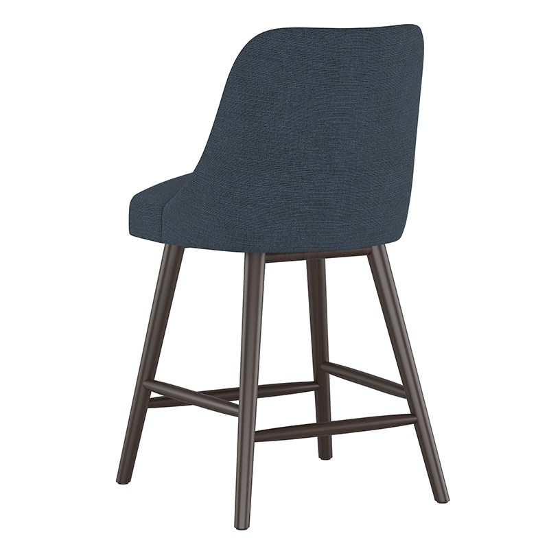 Skyline Furniture Modern Mid Century Counter Stool in Linen Fabric - Navy, Navy, hires