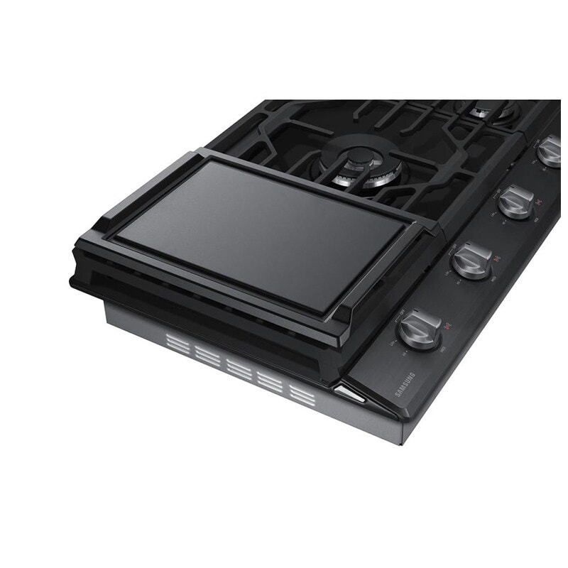 Samsung 36 in. 5-Burner Smart Natural Gas Cooktop with Griddle, Simmer Burner & Power Burner - Black Stainless, Black Stainless, hires