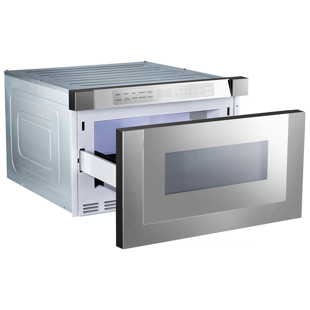 XO 24 in. 1.2 cu. ft. 1000W Drawer Microwave with Sensor Cooking - Silver Mirror, Silver Mirror, hires