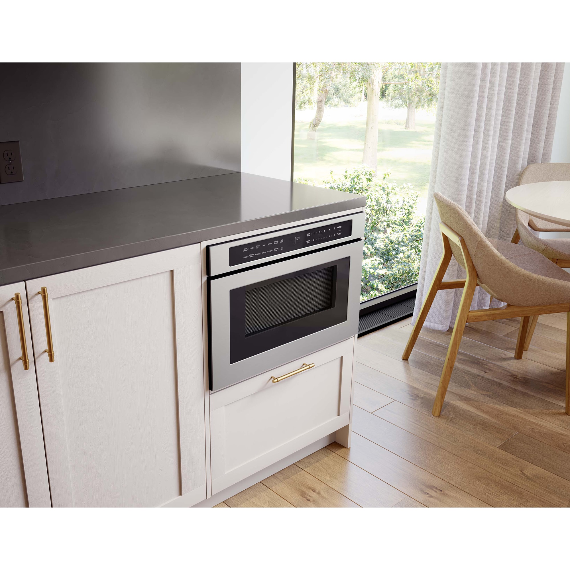 Zephyr 24 in. 1.2 cu. ft. 1000W Low Profile Drawer Microwave with Sensor Cooking - Stainless Steel, , hires