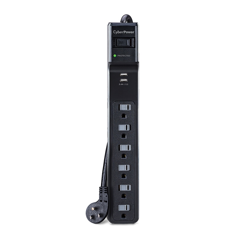 Home Office Surge-Protector 6-Outlet Power Strip with 2 USB Ports (P604URC1)