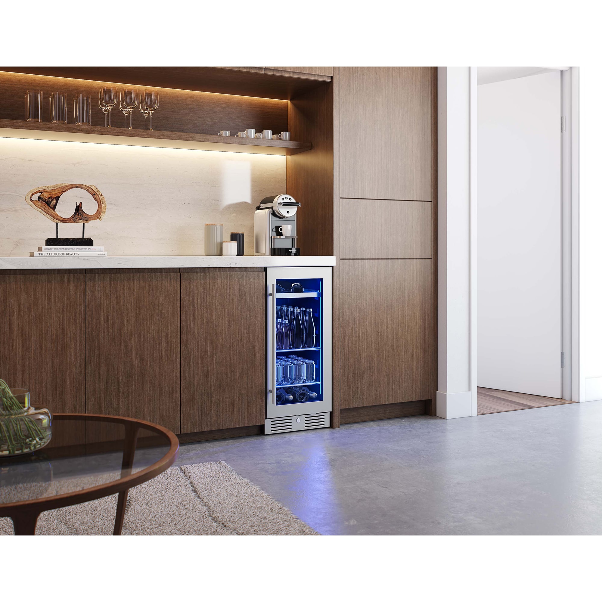 Zephyr Presrv Series 15 in. Built-In/Freestanding 3.4 cu. ft. Compact Beverage Center with Adjustable Shelves & Digital Control - Stainless Steel, , hires