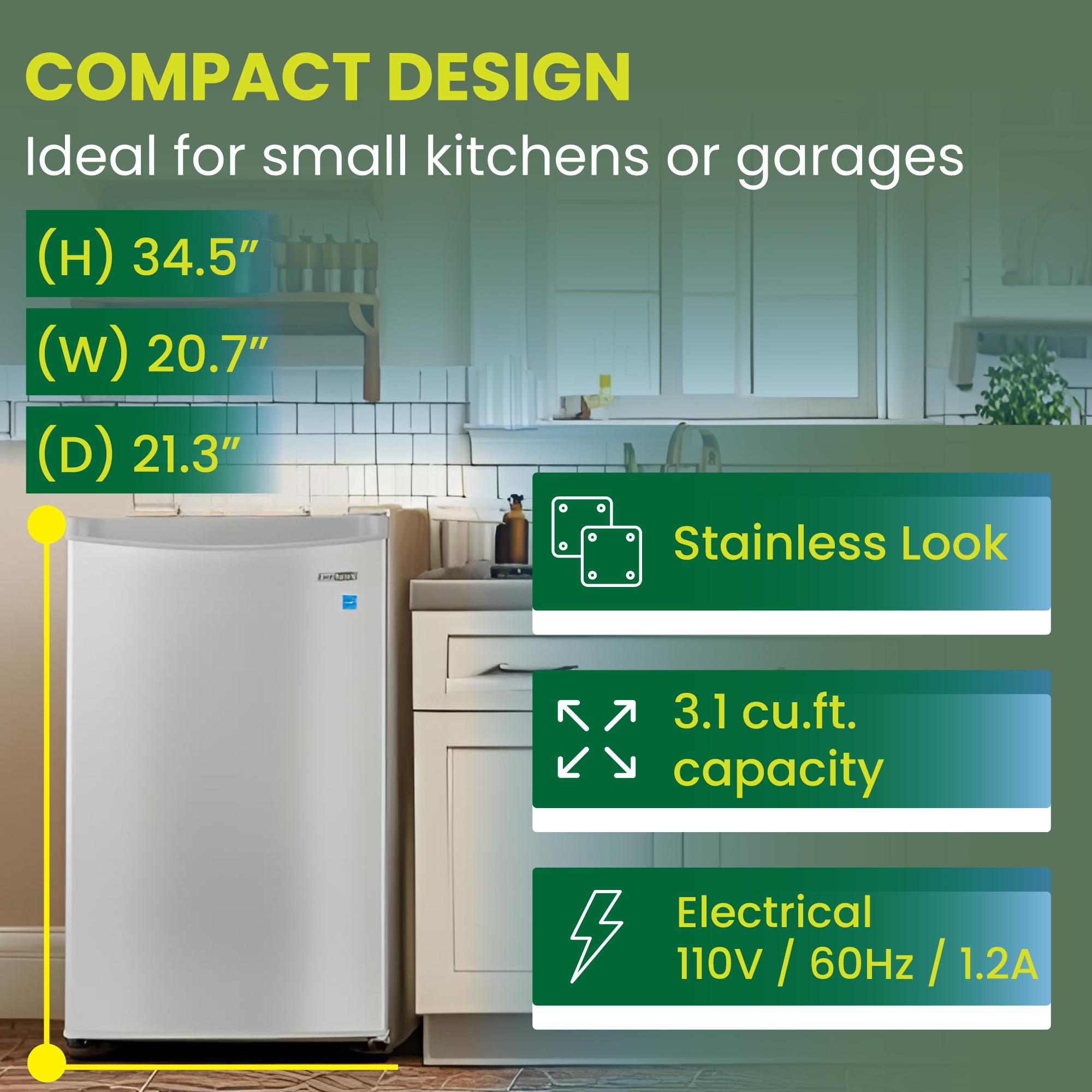 Equator 21 in. 3.0 cu. ft. Compact Upright Freezer - Stainless, , hires