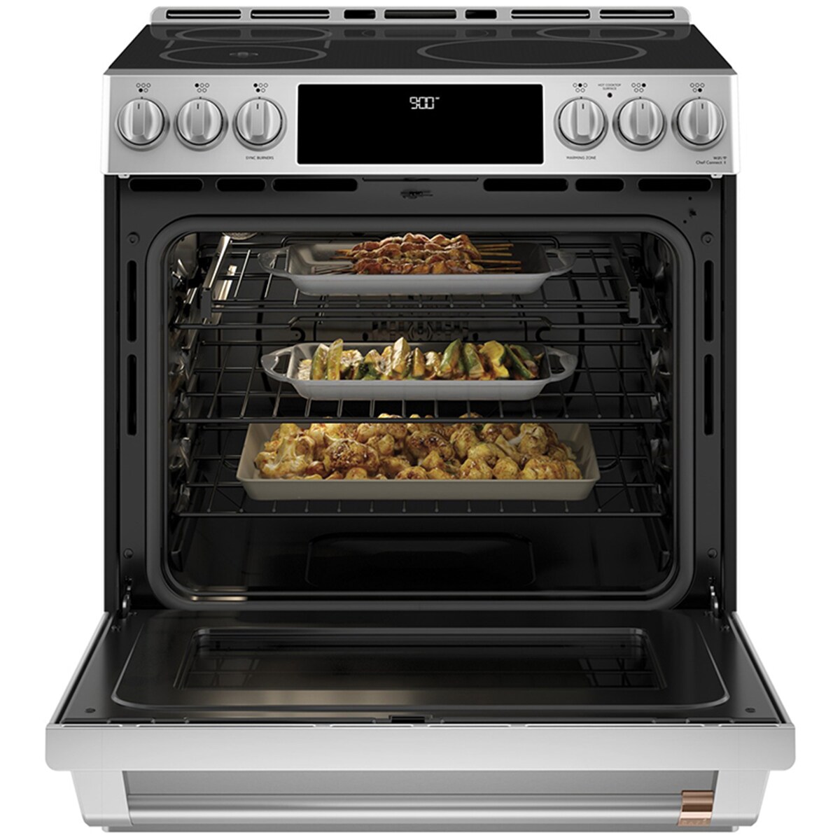 Cafe 30 in. 5.7 cu. ft. Smart Air Fry True European Convection Slide-In Electric Range with 5 Induction Burners - Stainless Steel, Stainless Steel, hires