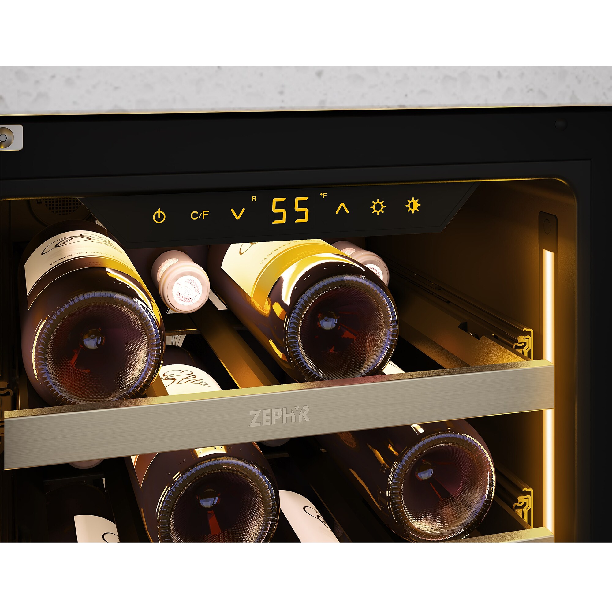 Zephyr Presrv Series 15 in. Undercounter Wine Cooler with Wood Racks, Single Temperature Zone & 27 Bottle Capacity - Stainless Steel, , hires