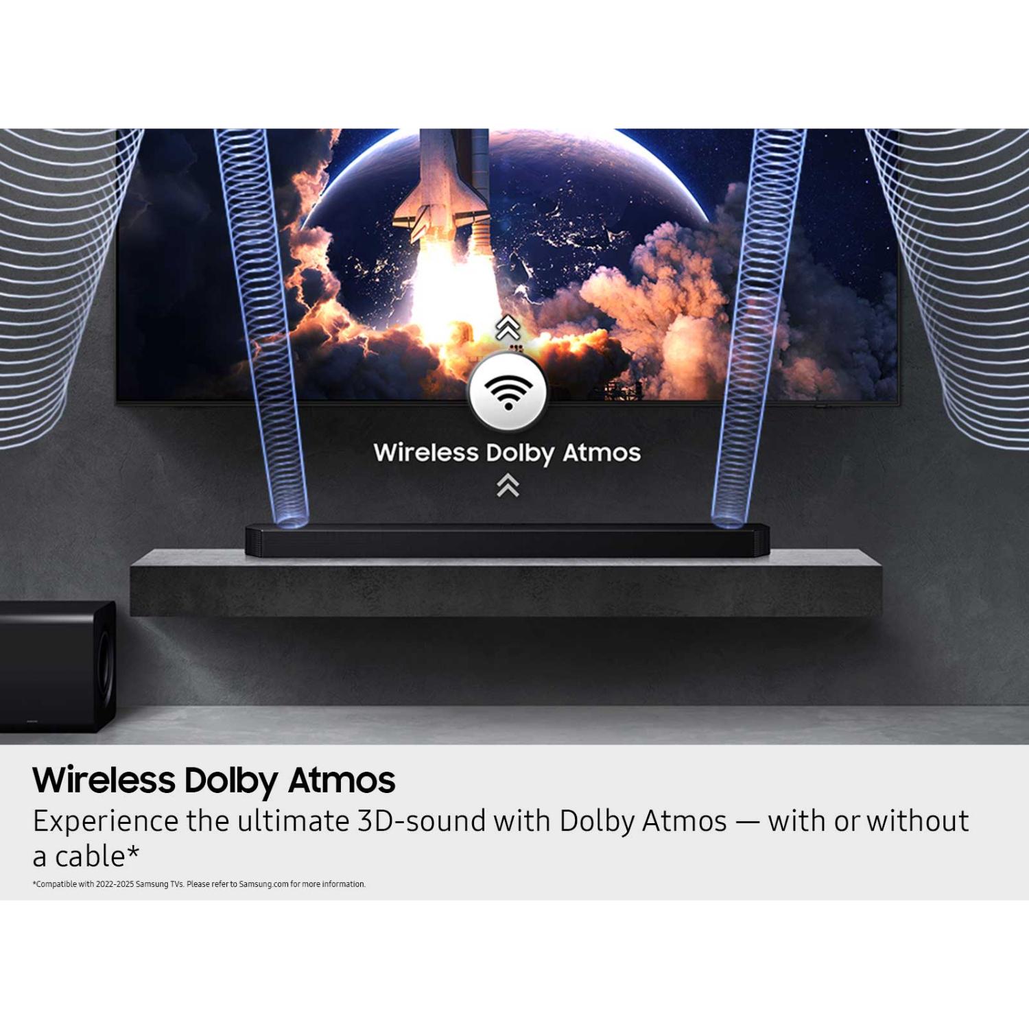 Samsung Q-Series 3.1.2 Channel Dolby Atmos Smart Sound Bar with Bluetooth & Wireless Subwoofer - Titan Black, , hires