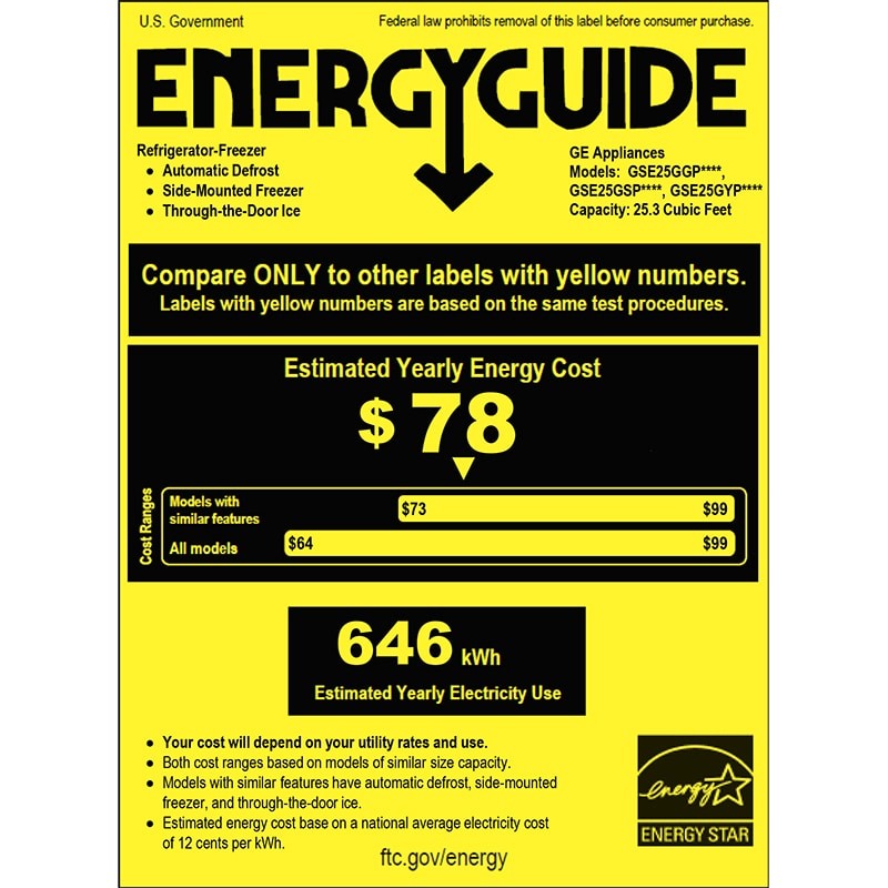 GE 36 in. 25.3 cu. ft. Side by Side Refrigerator with Ice & Water Dispenser - Fingerprint Resistant Stainless, Fingerprint Resistant Stainless, hires