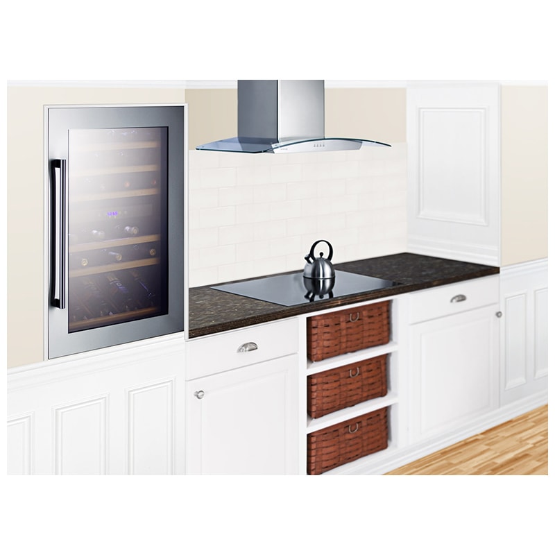 Summit 24 in. Undercounter Wine Cooler with Wood Racks, Single Temperature Zone & 51 Bottle Capacity - Stainless Steel, , hires