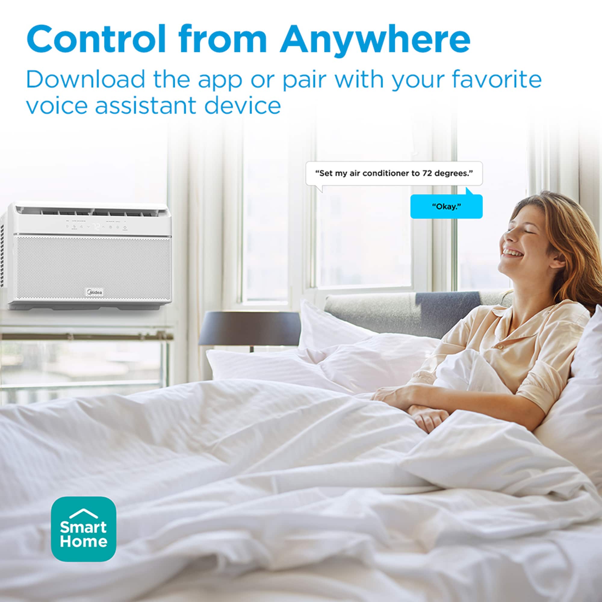 Midea QB Series 10,000 BTU 115V U-Shaped Smart Energy Star Window Air Conditioner with Inverter, 3 Fan Speeds, Sleep Mode & Remote Control - White, , hires