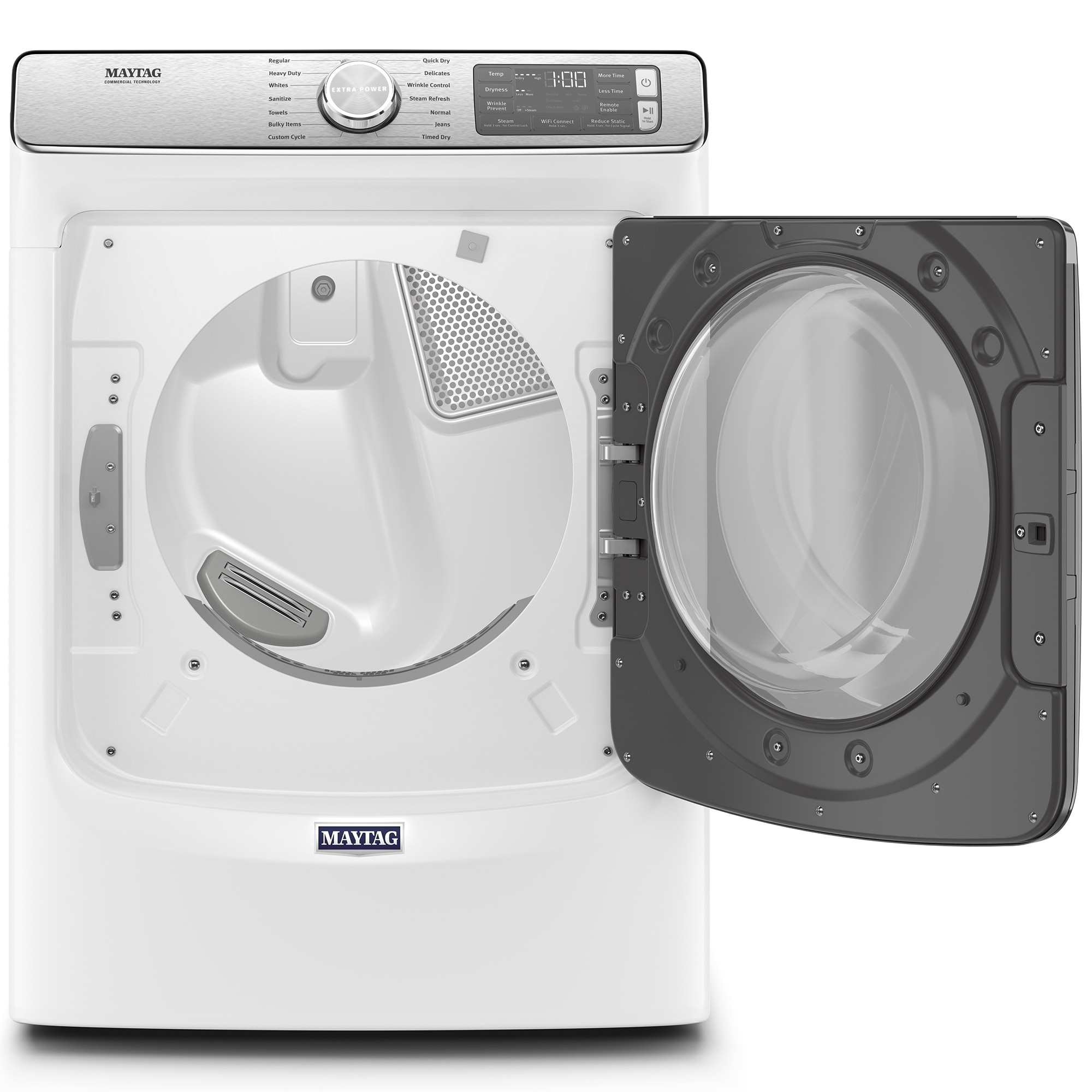 Maytag 27 in. 7.3 cu. ft. Smart Stackable Electric Dryer with Extra Power Button, Industry-Exclusive Extra Moisture Sensor, Sanitize & Steam Cycle - White, White, hires