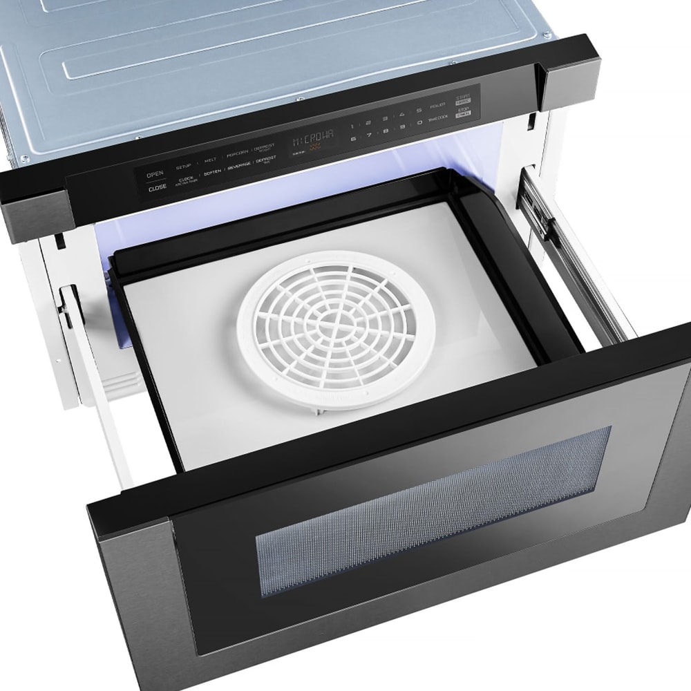 XO 24 in. 1.2 cu. ft. 1000W Drawer Microwave with Sensor Cooking - Black Stainless, Black Stainless, hires