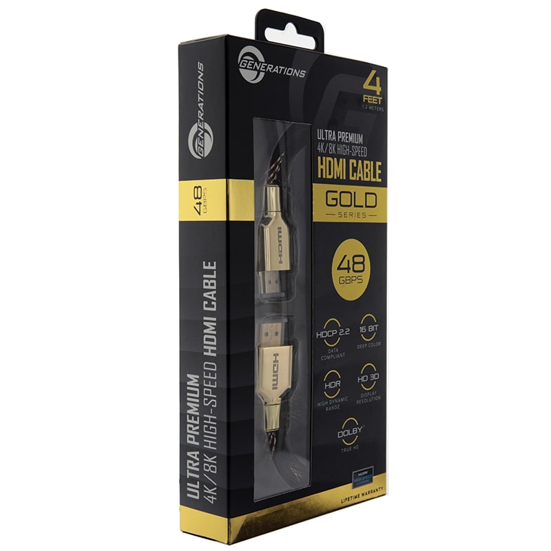 Generations 48.0 Gbps High Speed 4' Gold Series HDMI Cable P.C