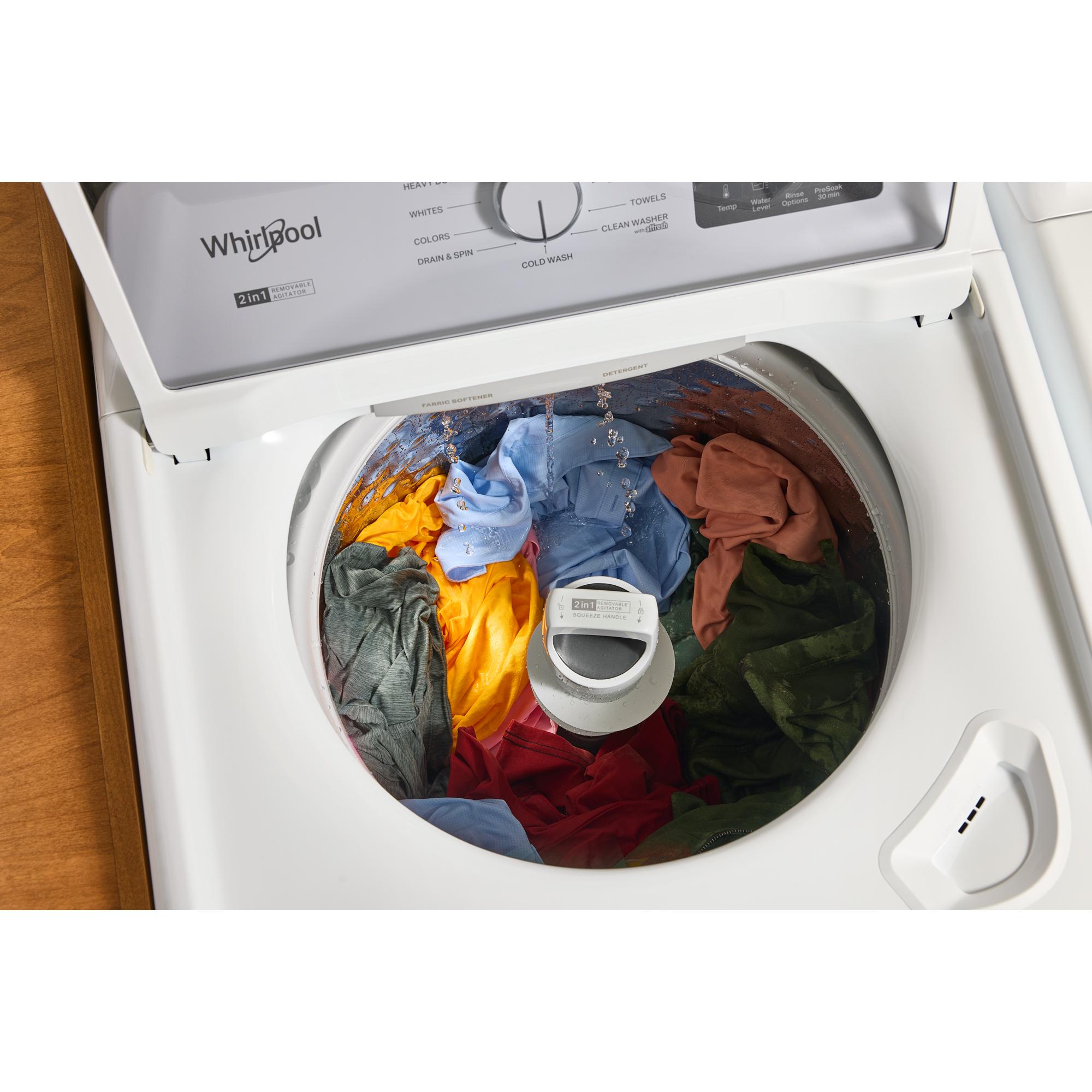 Whirlpool 27 in. 4.2 cu. ft. Top Load Washer with 2-in-1 Removable Agitator, Sanitize with Oxi & Soft Close Glass Lid - White, , hires