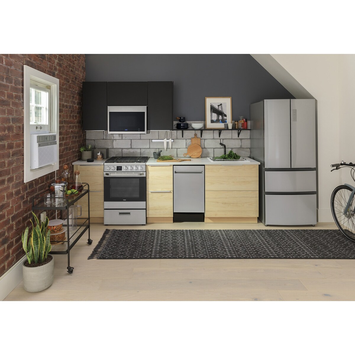 Haier 24 in. 1.4 cu. ft. 1000W Over-the-Range Microwave with 300 CFM & Sensor Cooking - Stainless Steel, , hires