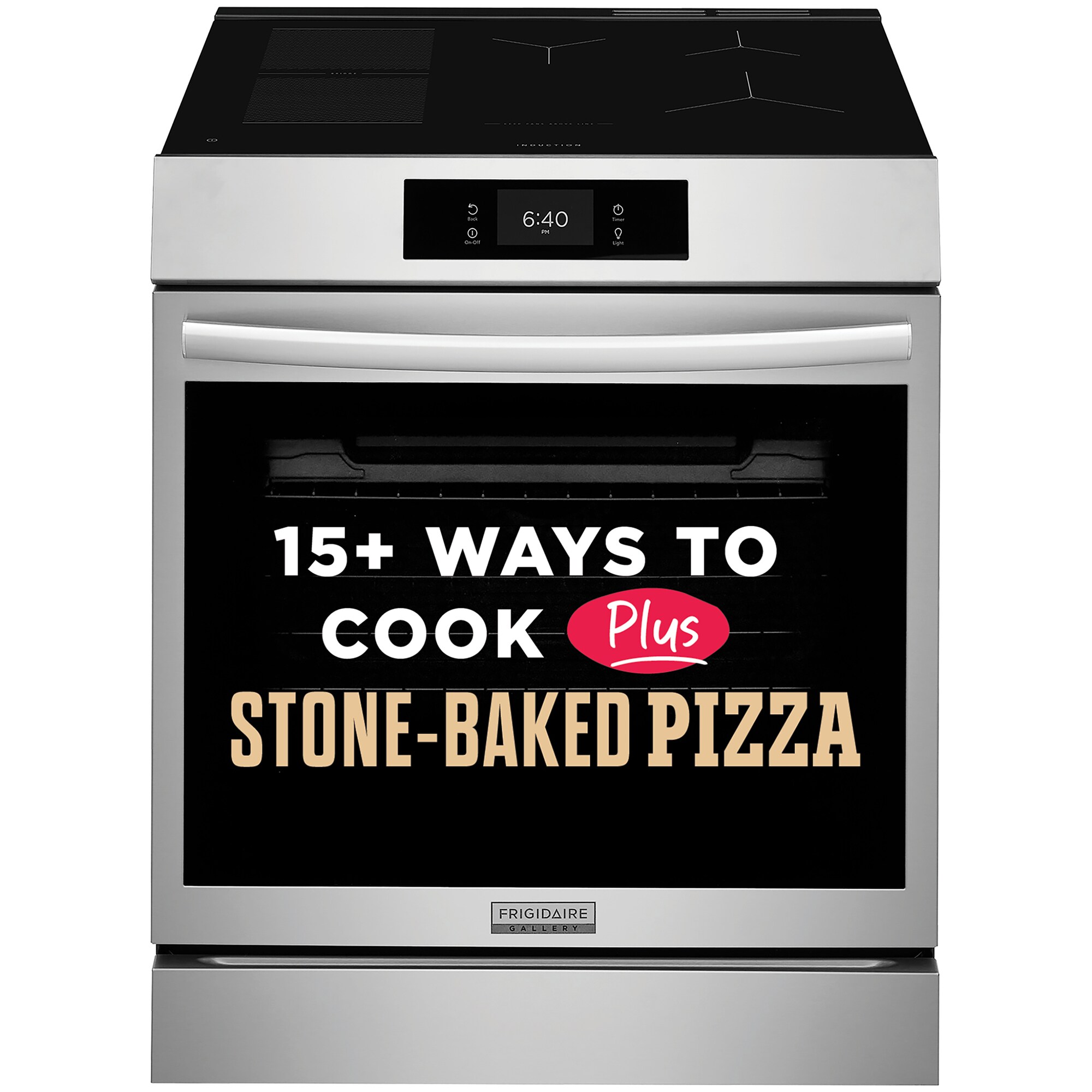 Frigidaire Gallery 30 in. 6.2 cu. ft. Air-Fry True European Convection Steam Oven Electric Range with Stone-Baked Pizza, 5 Induction Burners - Stainless Steel, , hires