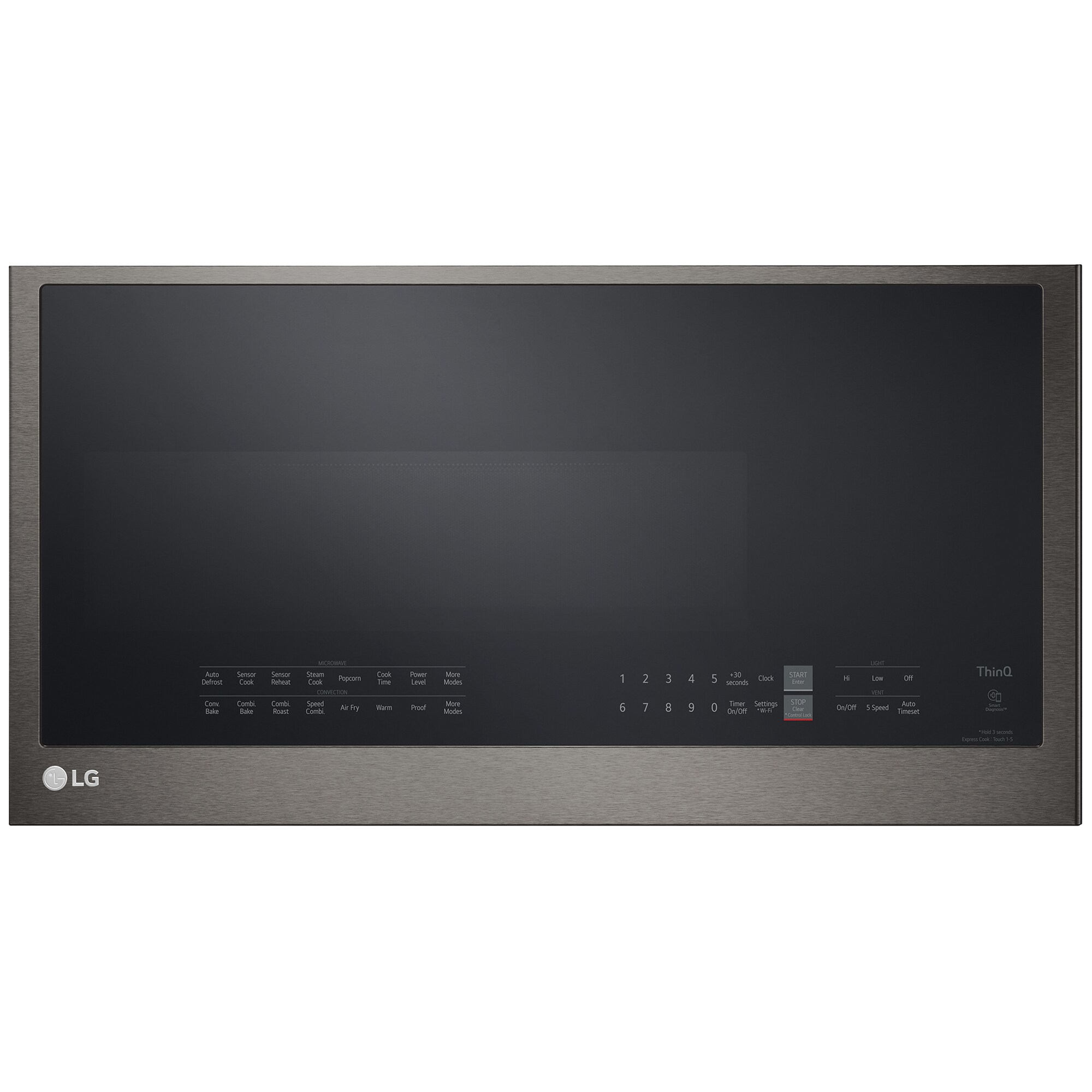 LG 30 in. 1.7 cu. ft. 950W Smart Over-the-Range Microwave with 300 CFM, Convection & Sensor Cooking - PrintProof Black Stainless Steel, PrintProof Black Stainless Steel, hires