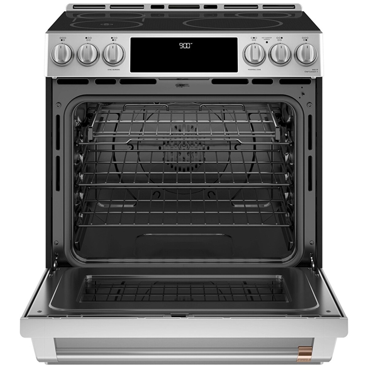 Cafe 30 in. 5.7 cu. ft. Smart Air Fry True European Convection Slide-In Electric Range with 5 Induction Burners - Stainless Steel, Stainless Steel, hires