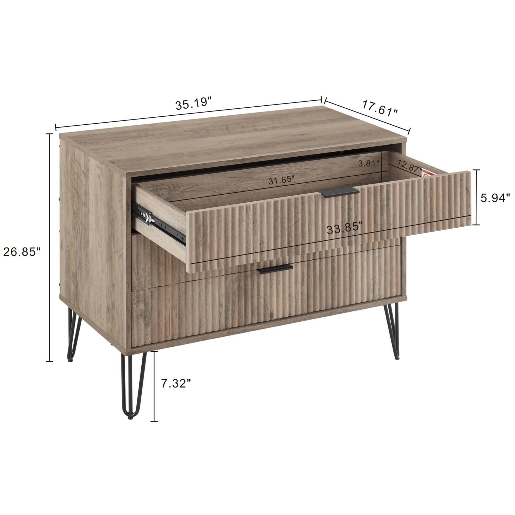 Manhattan Comfort DUMBO Modern 3-Drawer Dresser - Gray, Gray, hires