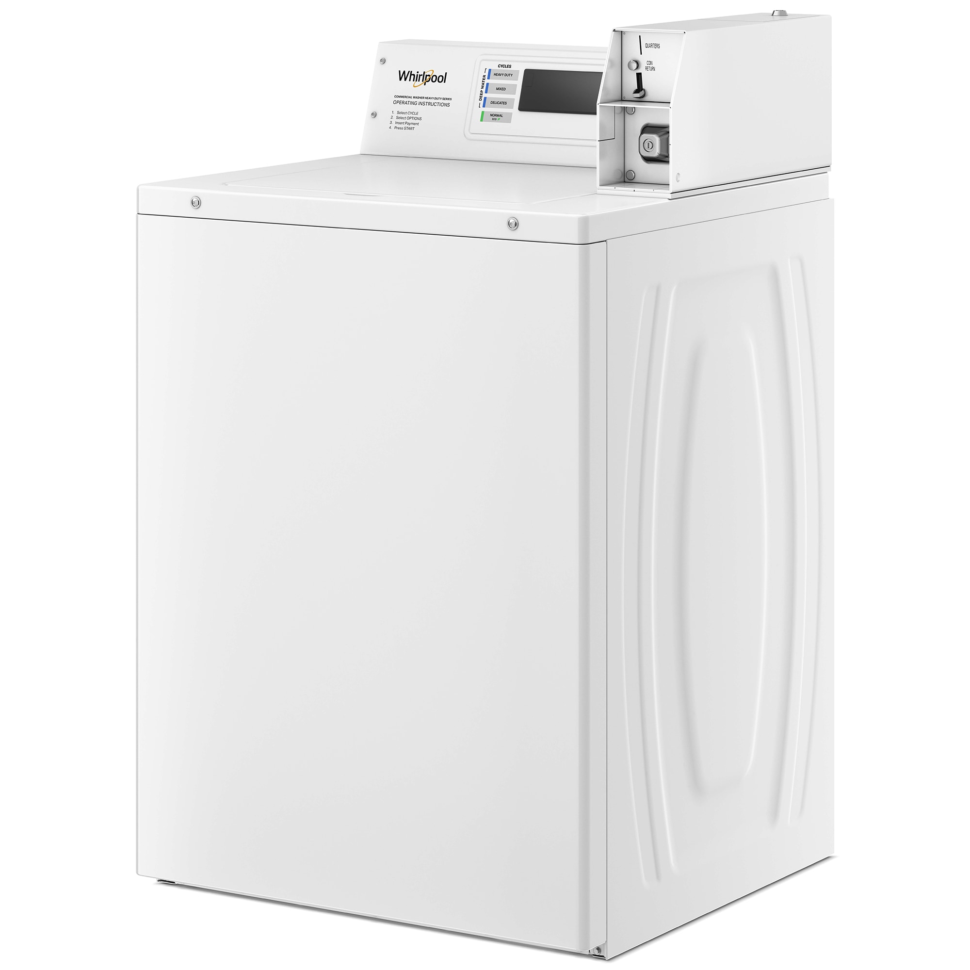 Whirlpool 27 in. 3.3 cu. ft. Smart Commercial Top Load Washer with Agitator, Factory-Installed Coin Drop & Coin Box - White, , hires