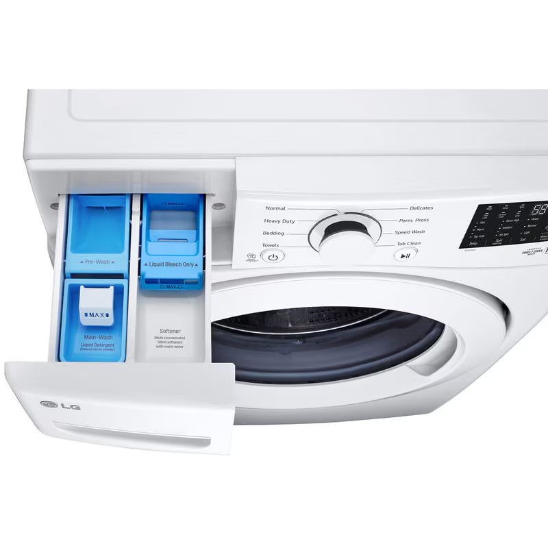 LG 27 in. 5.0 cu. ft. Stackable Front Load Washer with 6 Motion Technology, Tub Clean System & Speed Wash Cycle - White, , hires