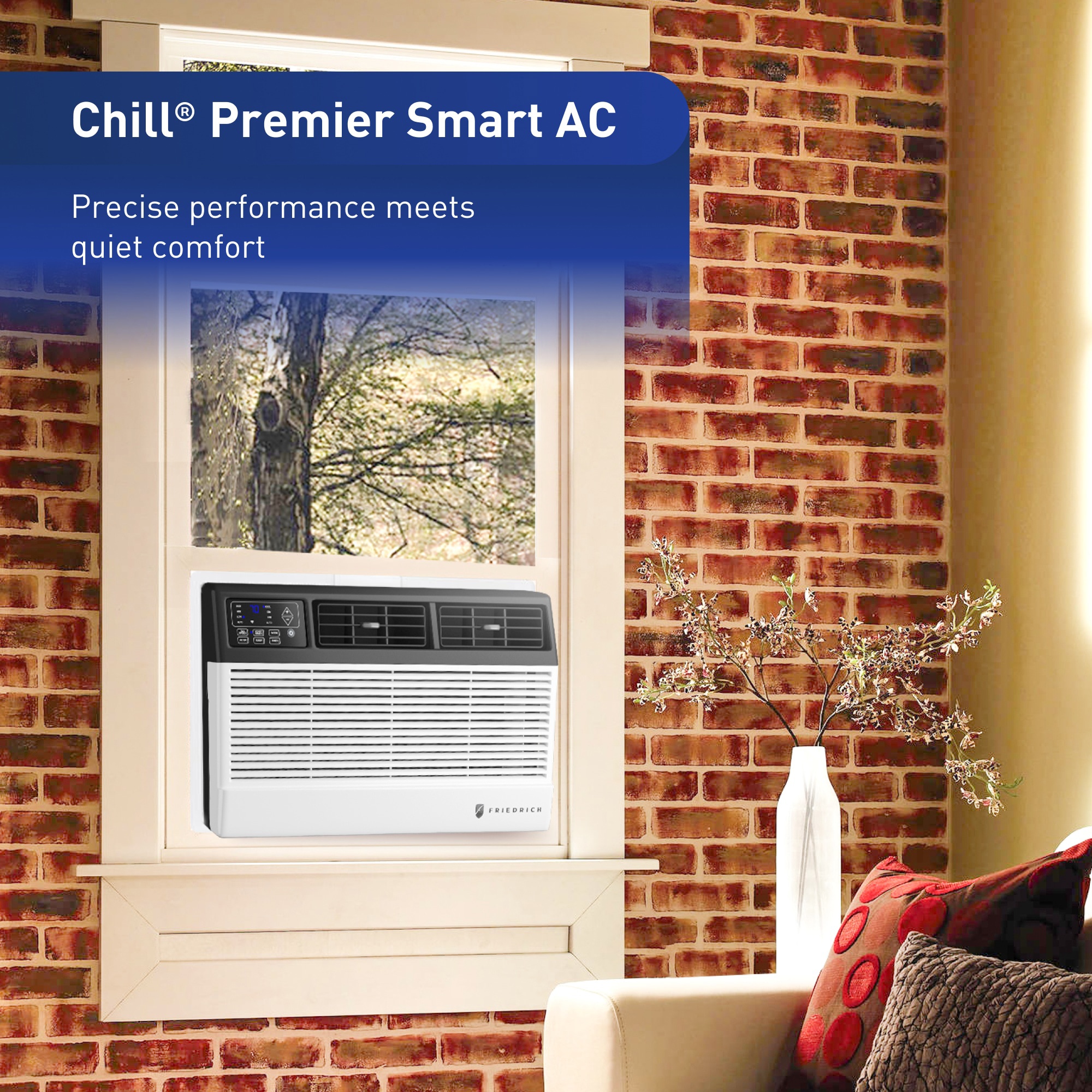 Friedrich Chill Premier Series 8,000 BTU 115V Smart Window Air Conditioner with 3 Fan Speeds, Remote Control - White, , hires