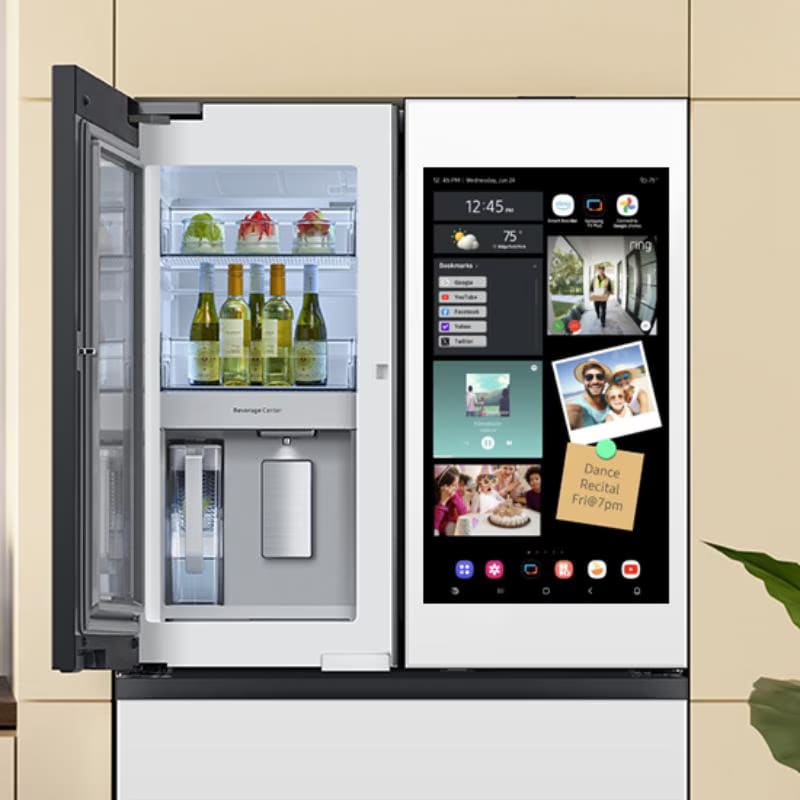Samsung Bespoke 36 in. 22.5 cu. ft. Smart Counter Depth 4-Door French Door Refrigerator with AI Family Hub+, Beverage Center & Internal Water AutoFill Pitcher - White Glass, White Glass, hires