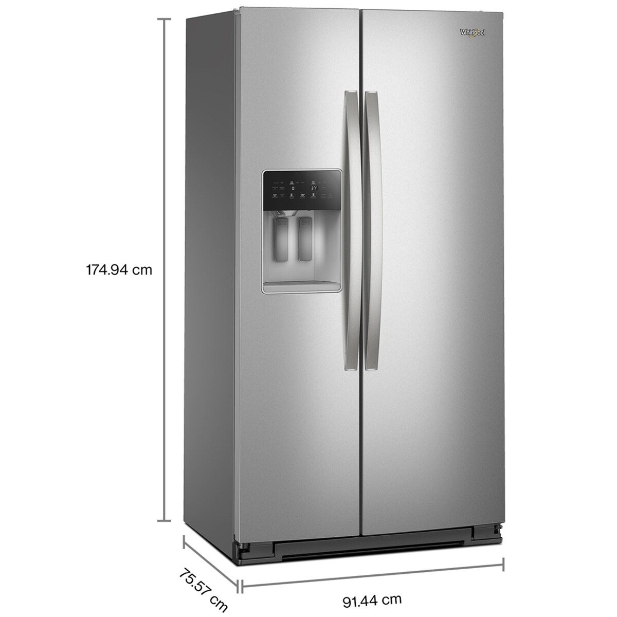 Whirlpool 36 in. 20.9 cu. ft. Counter Depth Side-by-Side Refrigerator with Ice & Water Dispenser - Fingerprint Resistant Stainless, , hires