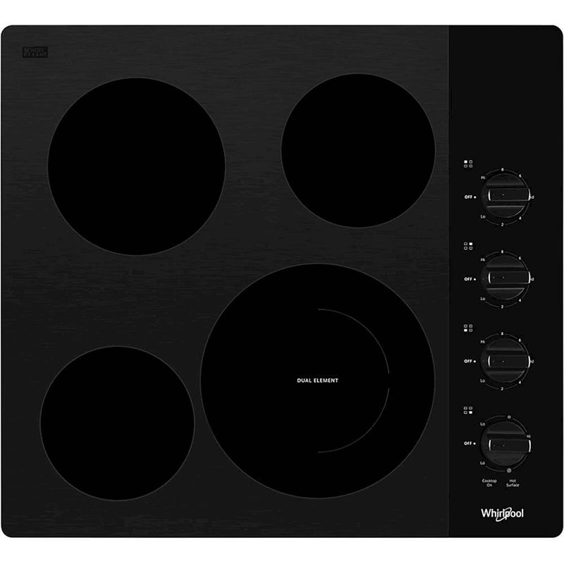 Whirlpool 24 in. 4-Burner Electric Cooktop with Simmer Burner - Black, , hires