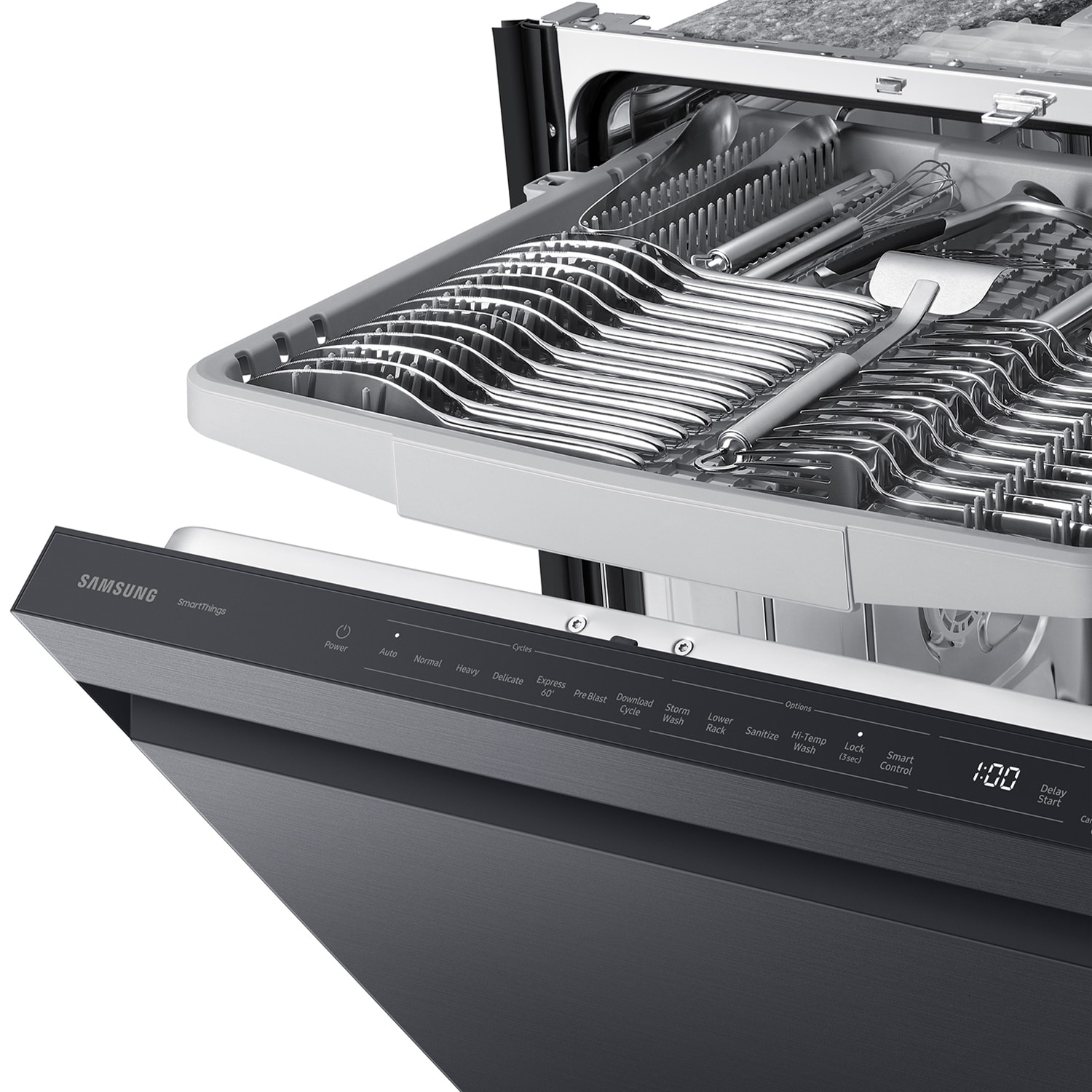 Samsung Bespoke 24 in. Top Control Smart Dishwasher with 46 dBa Sound Level, 3rd-Rack, AutoRelease & Pocket - Matte Black, , hires