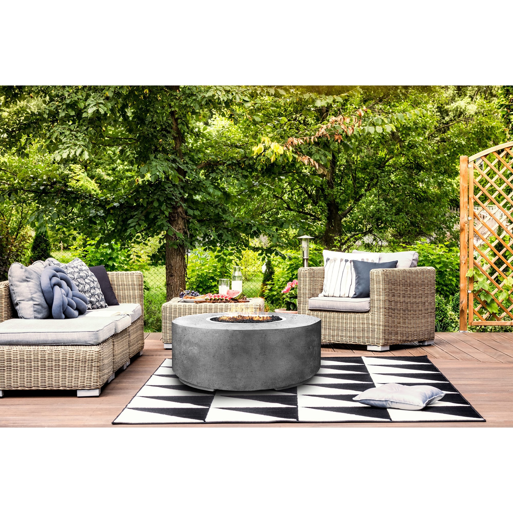 XO 36 in. Round Gas Fire Table - Gray, , hires