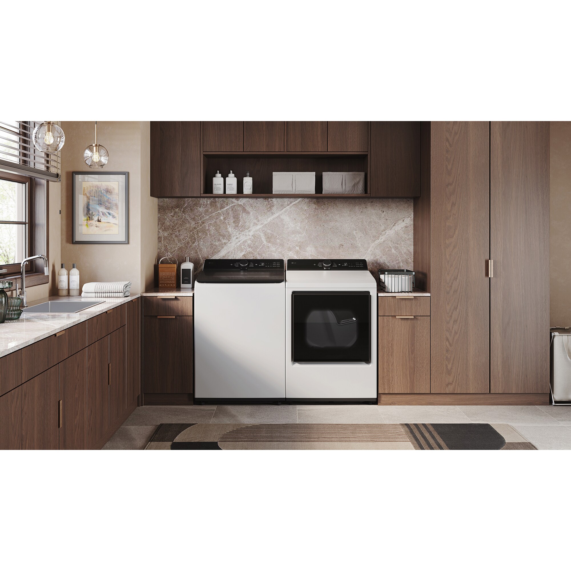 LG 27 in. 5.3 cu. ft. Smart Top Load Washer with Agitator, TurboWash3D Technology & AI Sensing - Alpine White, Alpine White, hires