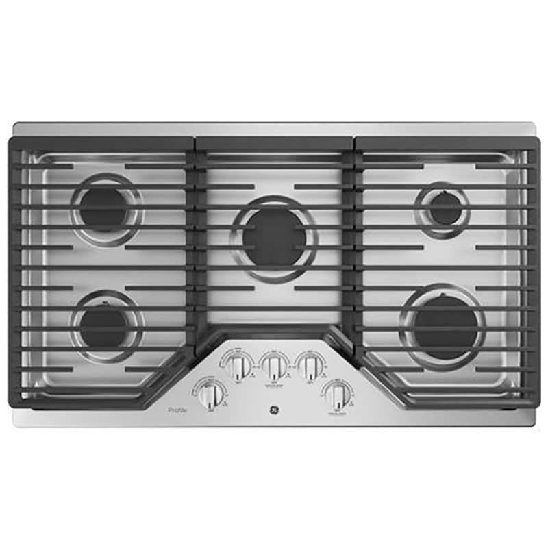 GE Profile 36 in. 5-Burner Natural Gas Cooktop with Simmer Burner & Power Burner - Stainless Steel, Stainless Steel, hires