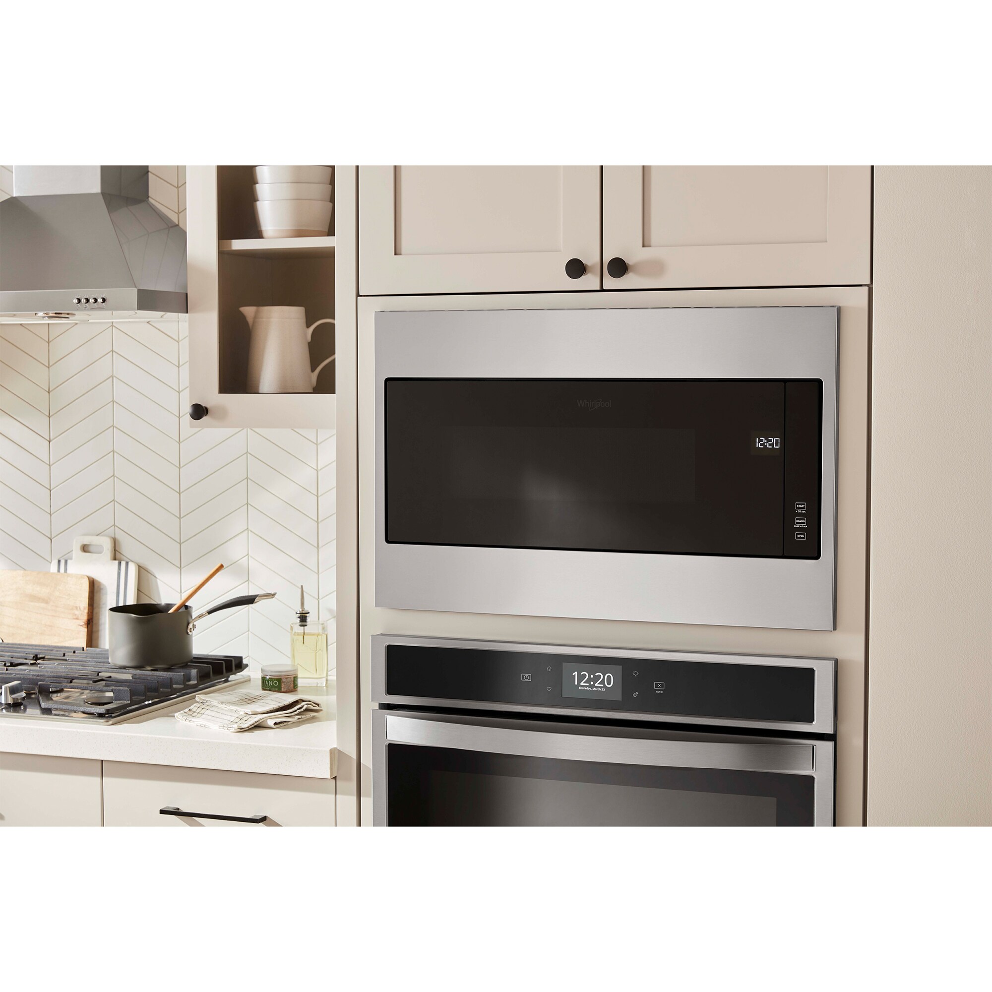 Whirlpool 30 in. 1.1 cu. ft. 1000W Low Profile Built-In Microwave - Stainless Steel, , hires