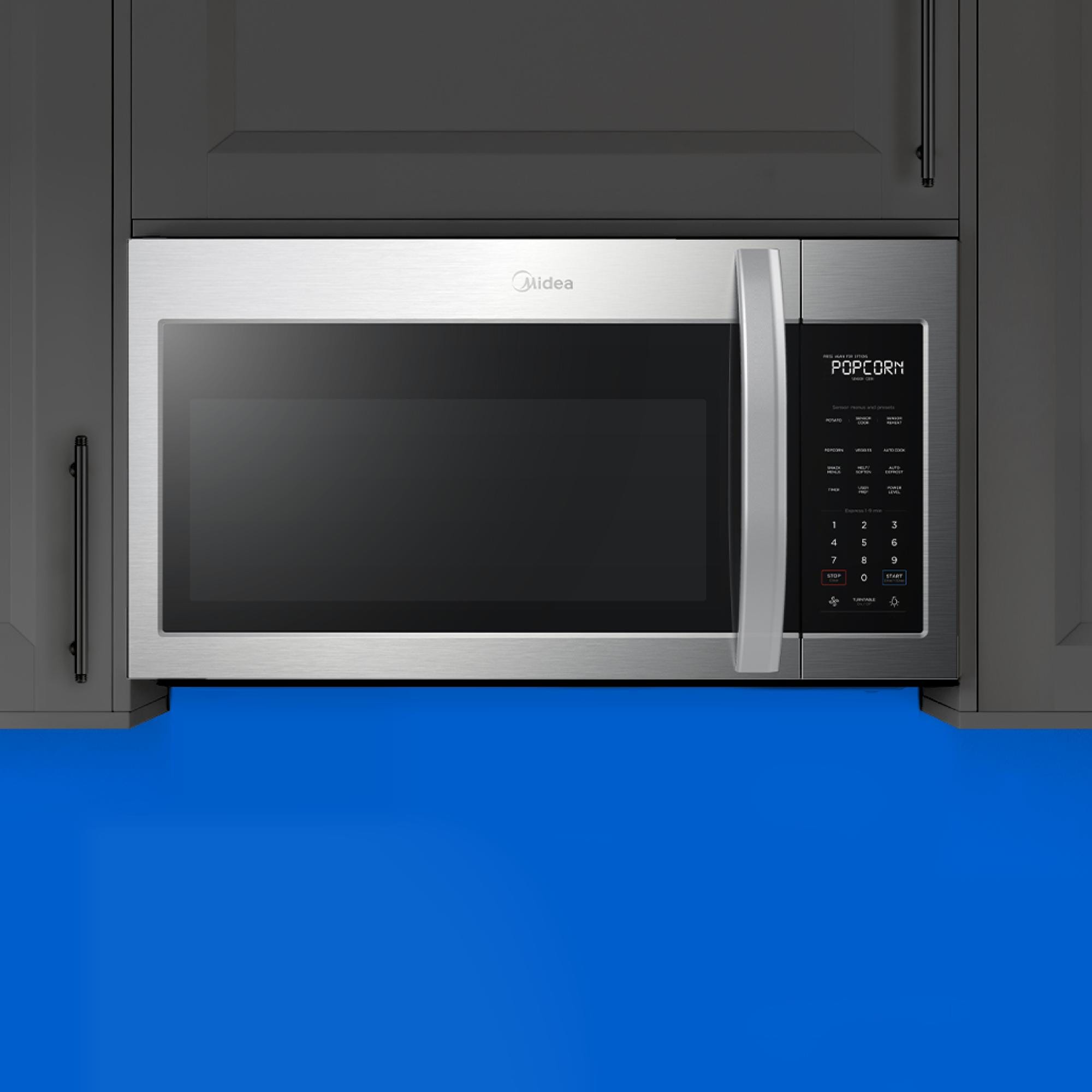 Midea 30 in. 1.9 cu. ft. 1000W Over-the-Range Microwave with 300 CFM & Sensor Cooking - Stainless Steel, , hires