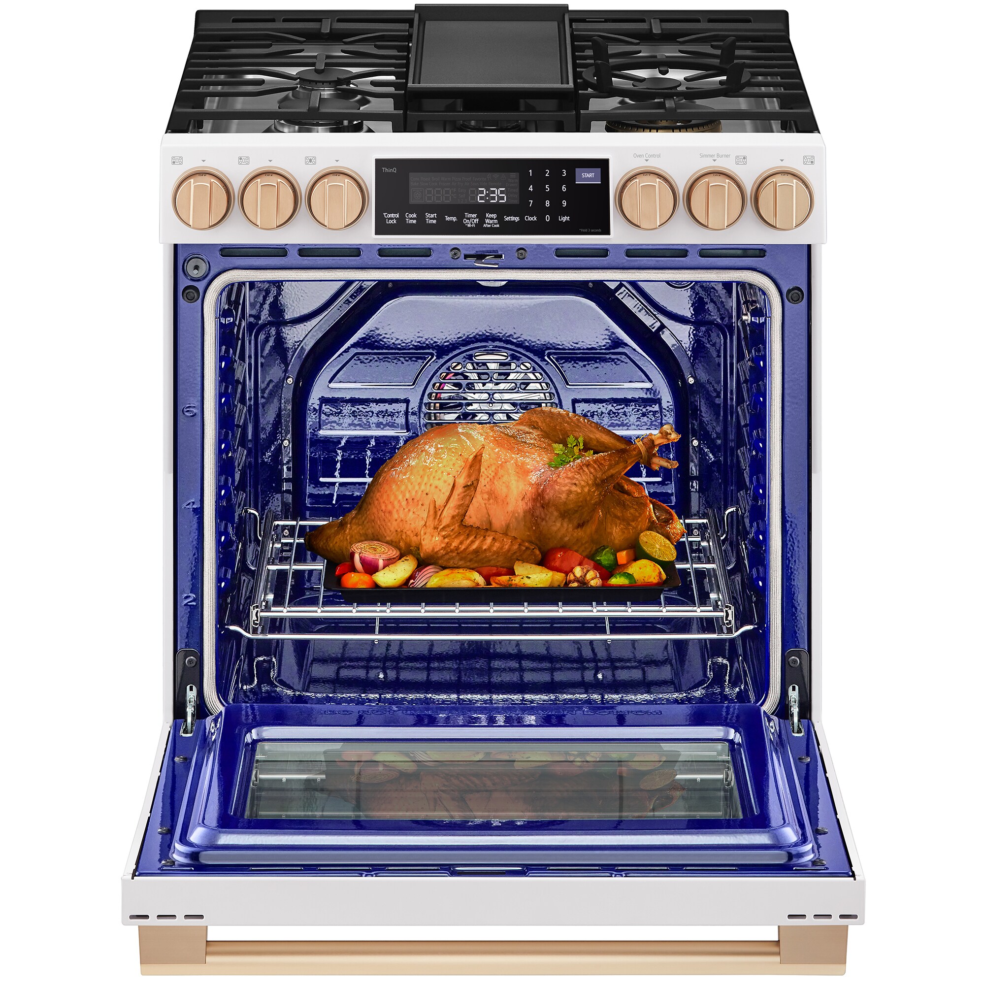 LG Studio 30 in. 6.3 cu. ft. Smart Air Fry True European Convection Slide-In Gas Range with 5 Sealed Burners & Griddle - Essence White, , hires