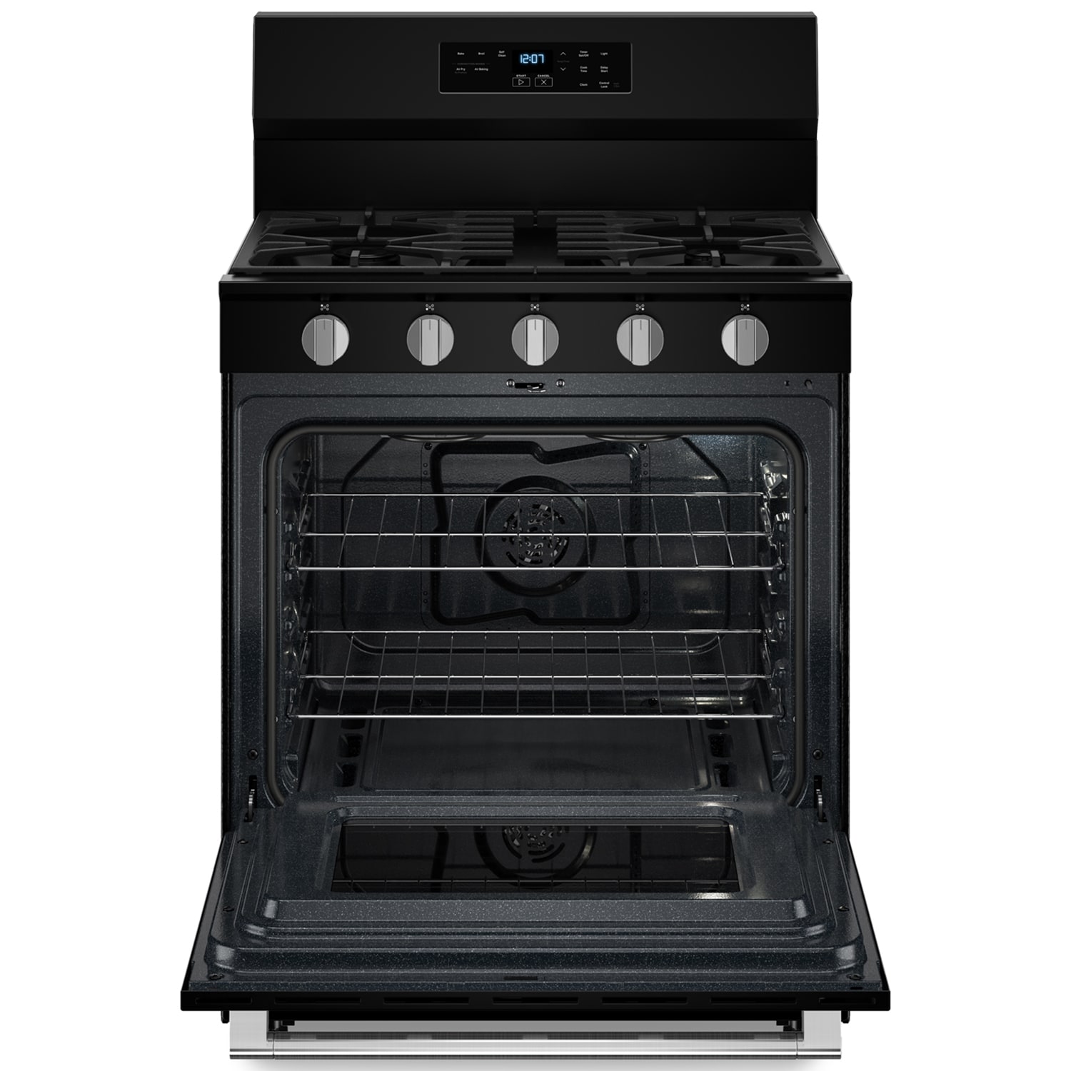 Maytag 30 in. 5 cu. ft. Air Fry Standard Convection Gas Range with 5 Sealed Burners - Black, Black, hires