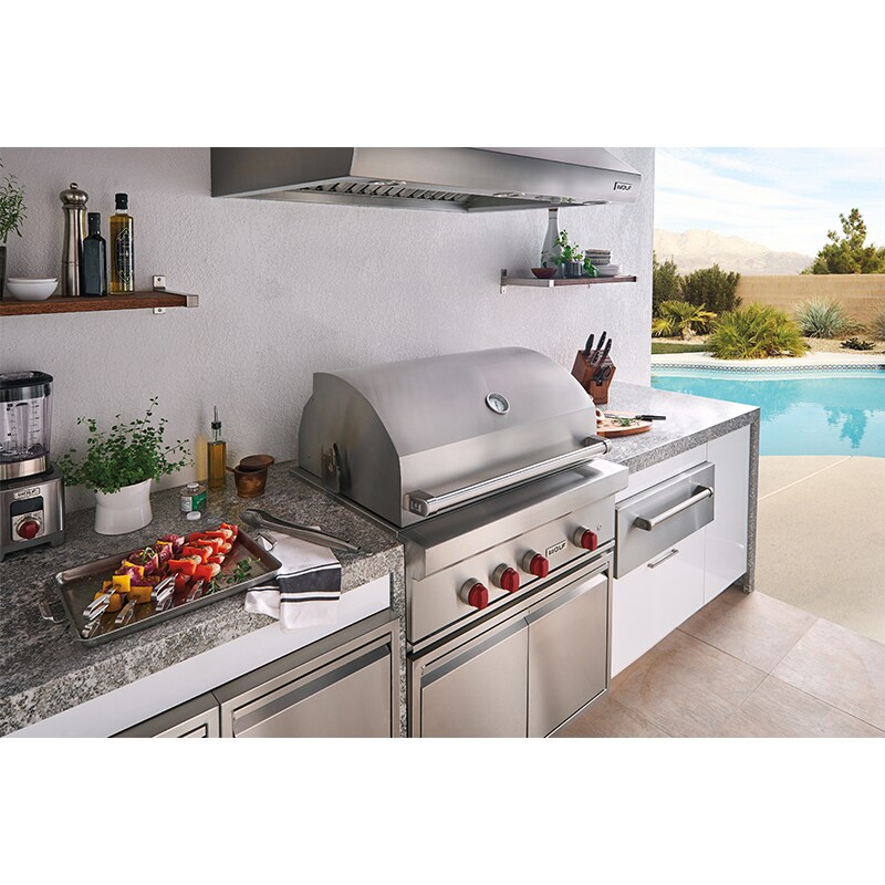 Wolf 36 in. 3-Burner Built-In Liquid Propane Gas Grill with Rotisserie, Sear Burner & Smoker Box - Stainless Steel, , hires