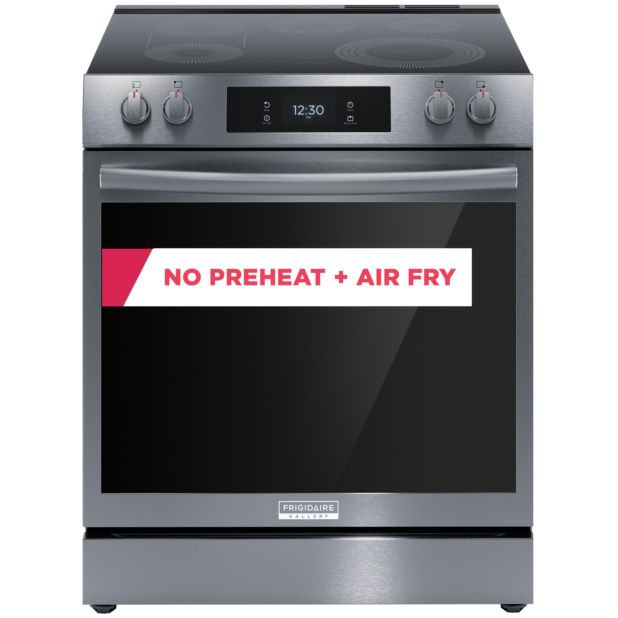 Frigidaire Gallery 30 in. 6.2 cu. ft. Air Fry True European Convection Steam Electric Range with Smoothtop Burners - Black Stainless, , hires