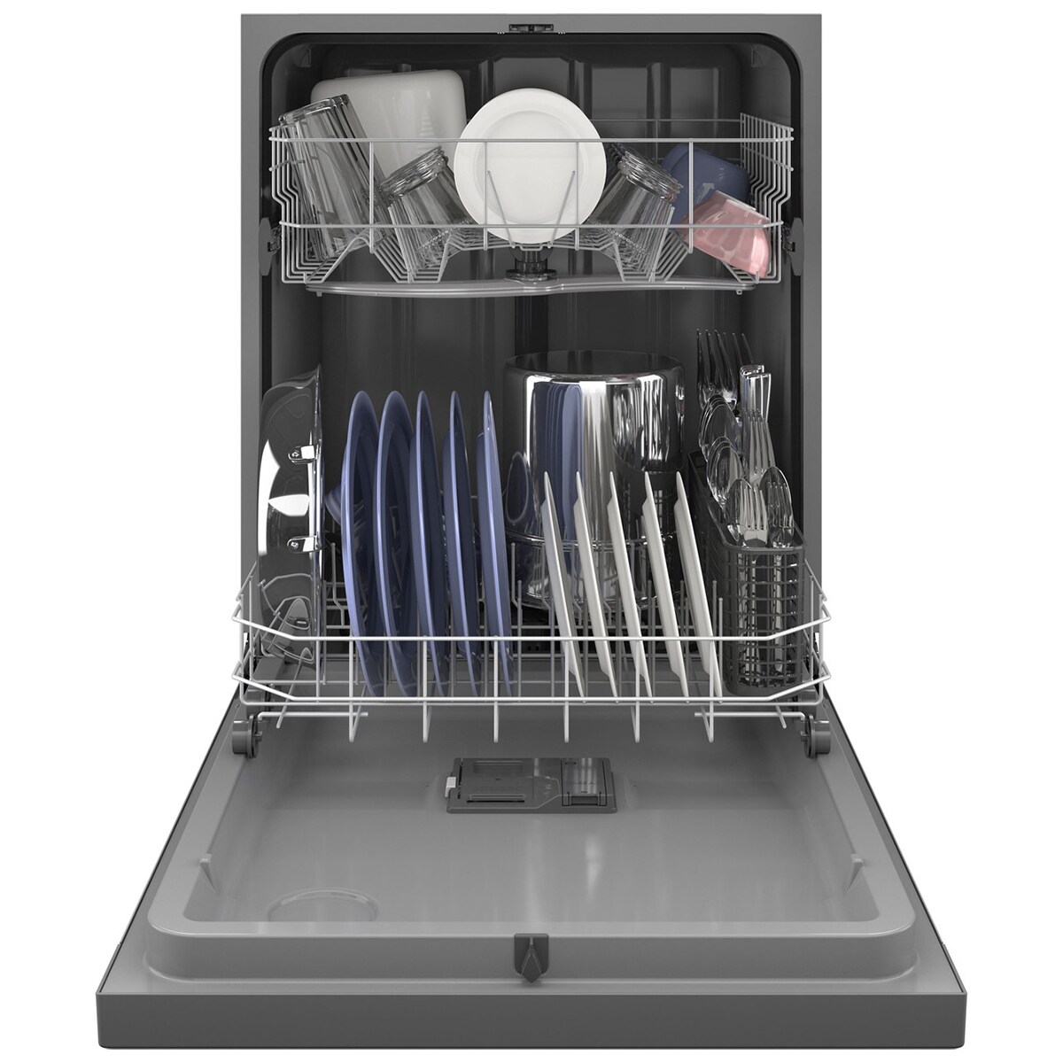 GE 24 in. Front Control Flush-Mount Dishwasher with 59 dBa Sound Level, Dry Boost & Pocket Handle - Stainless Steel, Stainless Steel, hires