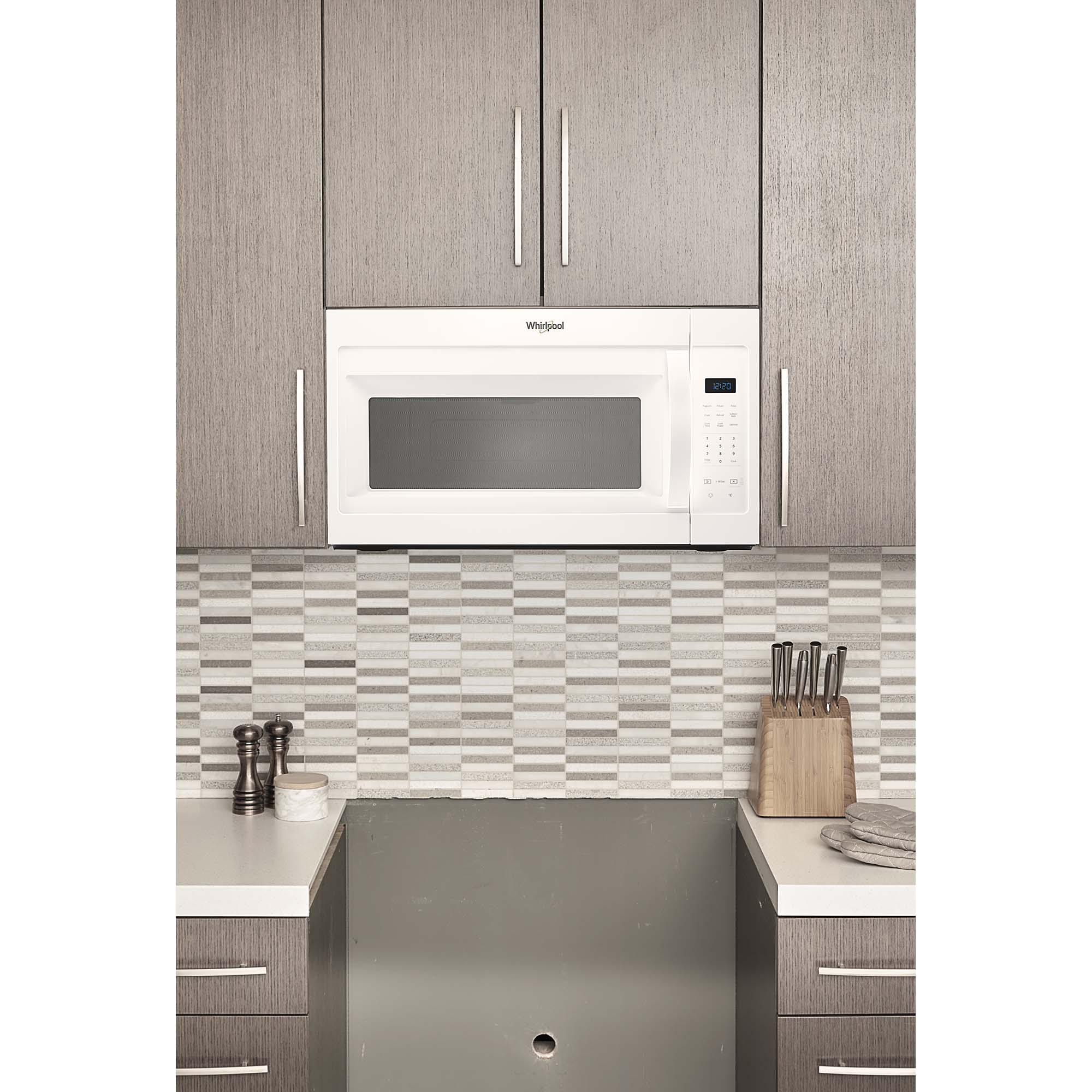 Whirlpool 30 in. 1.7 cu. ft. 1000W Over-the-Range Microwave with 300 CFM - White, White, hires