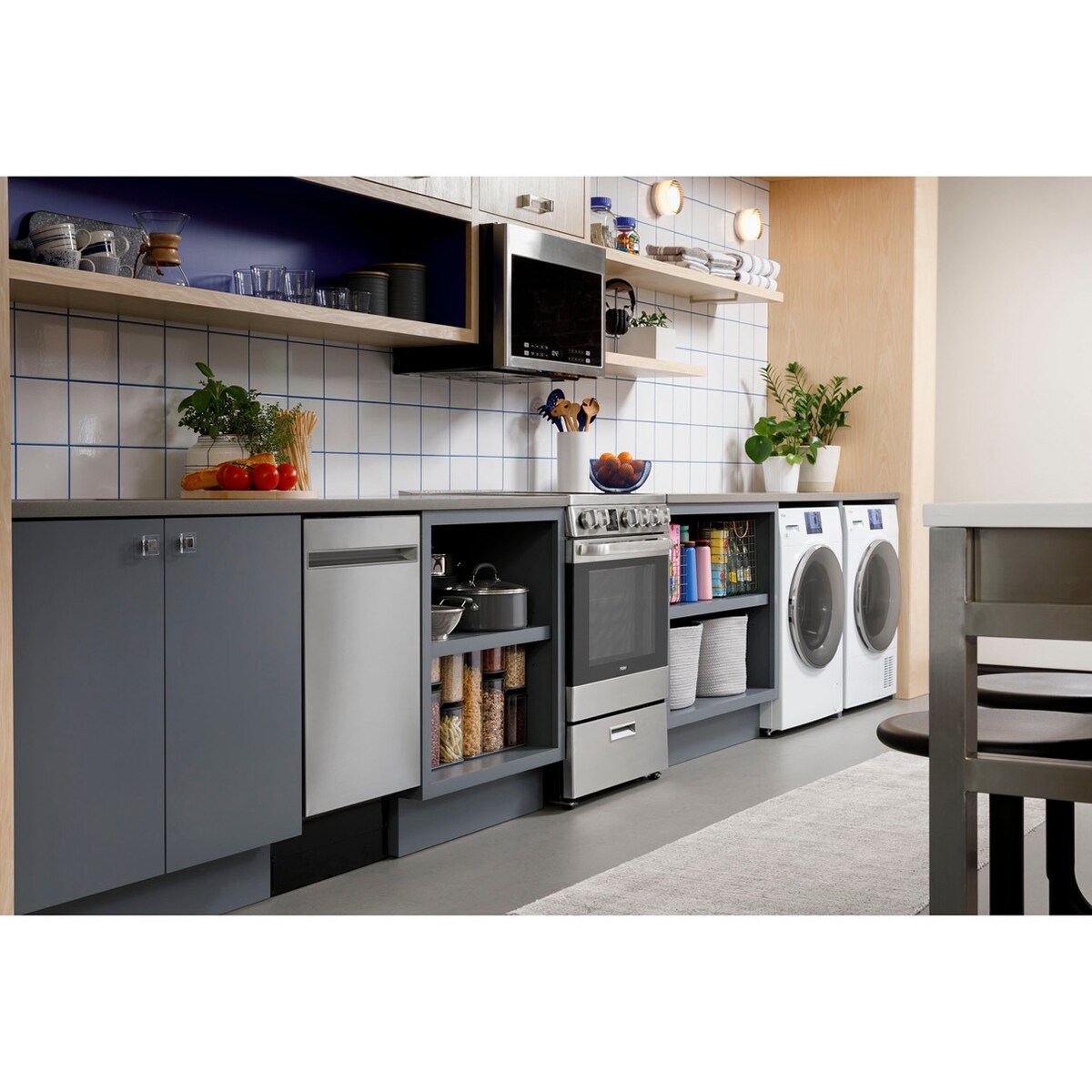 Haier 24 in. 1.4 cu. ft. 1000W Over-the-Range Microwave with 300 CFM & Sensor Cooking - Stainless Steel, , hires