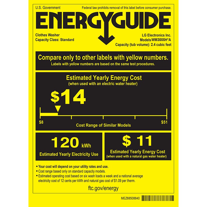 LG 24" Electric All-in-One Front Loading Combo with 2.4 Cu. Ft. Washer with 14 Wash Programs & 2.4 Cu. Ft. Dryer with 1 Dryer Program, Sensor Dry & Wrinkle Care - White, White, hires