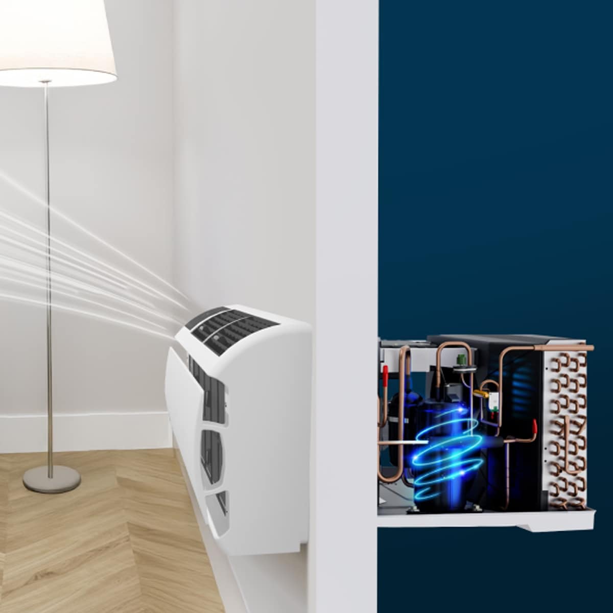 Friedrich WallMaster Inverter Series 16,800 BTU 230V Smart Through-the-Wall Air Conditioner, 3 Fan Speeds, Remote Control - Cool Grey, , hires