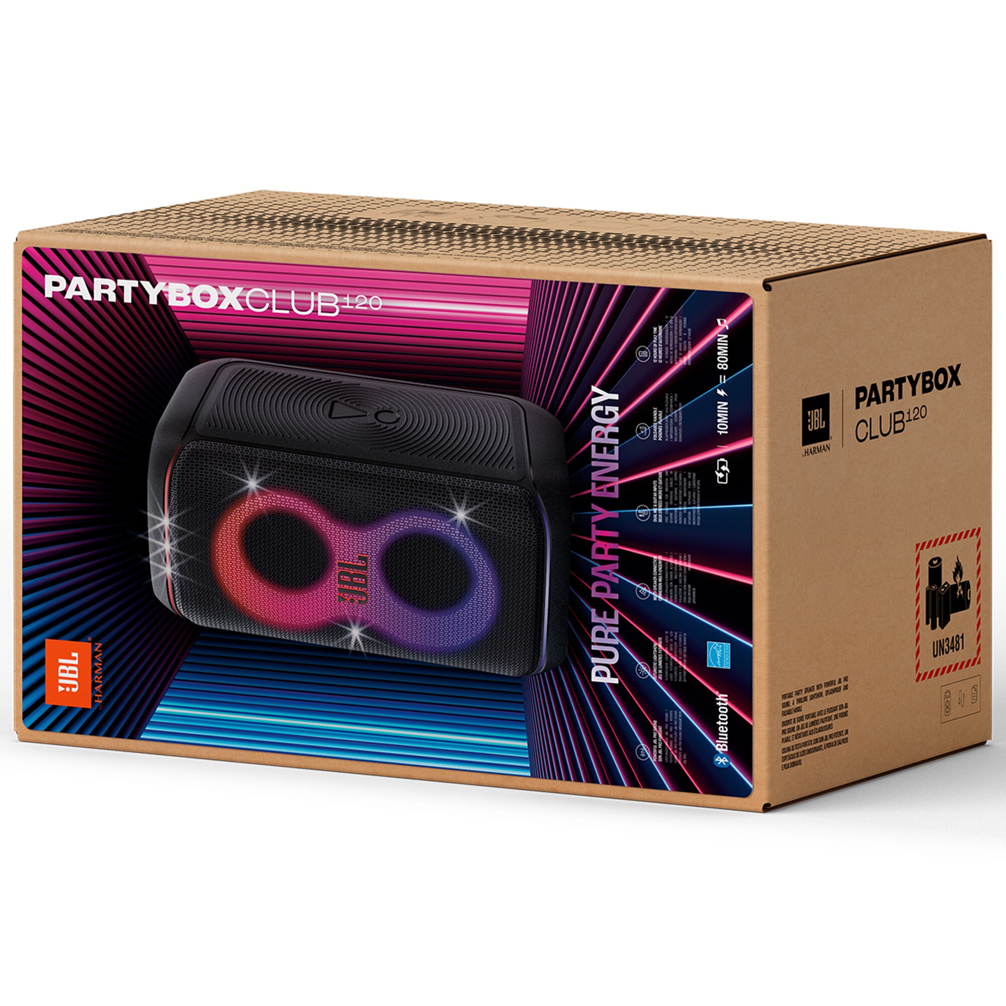 JBL Partybox Club 120 Portable Rechargeable Splashproof Bluetooth Party Speaker - Black, Black, hires