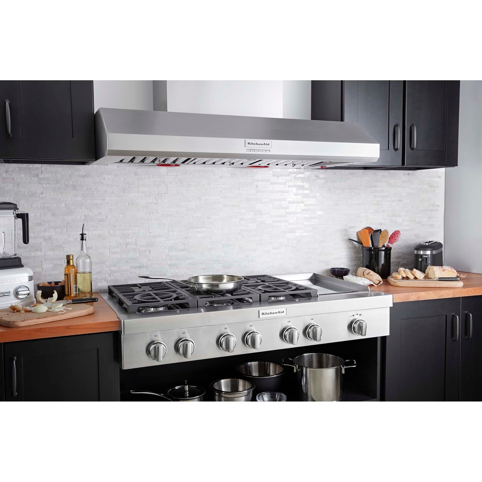 KitchenAid 48 in. 6-Burner Natural Gas Rangetop with Griddle, Simmer Burner & Power Burner - Stainless Steel, , hires