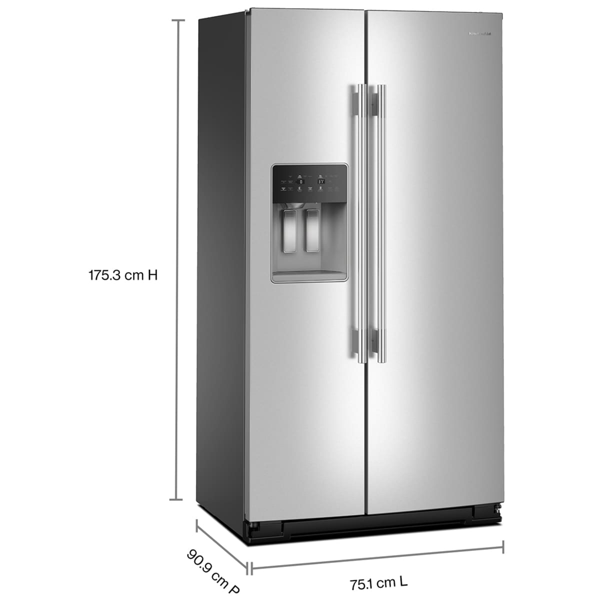 KitchenAid 36 in. 20.8 cu. ft. Counter Depth Side-by-Side Refrigerator with Ice & Water Dispenser - Fingerprint Resistant Stainless Steel, Fingerprint Resistant Stainless, hires
