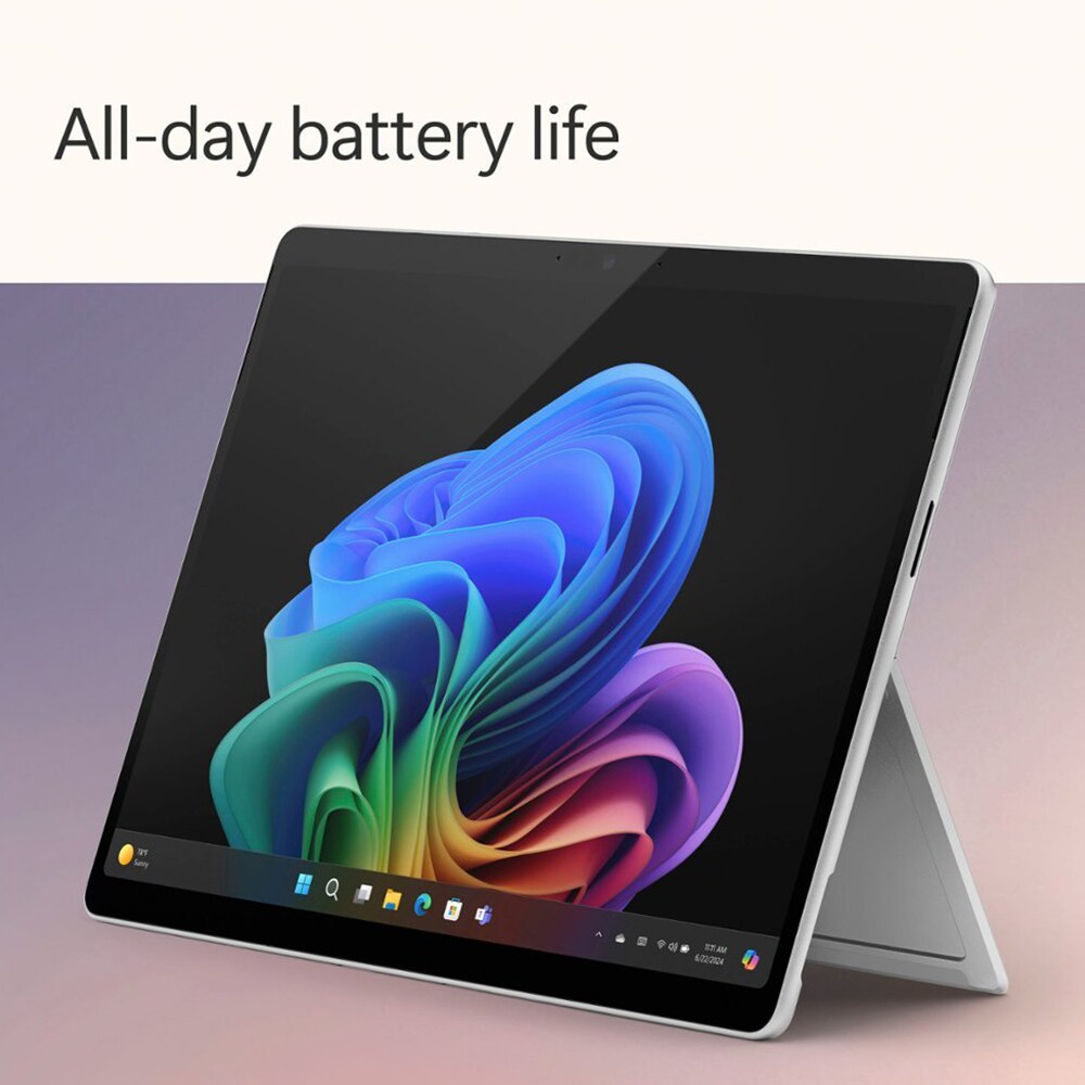 Microsoft Surface Pro 13 in. 2-in-1 Touch Screen Notebook with Copilot+ PC, Snapdragon X Plus, 10-Core CPU, Qualcomm Adreno GPU, 16 GB RAM, 256 GB SSD, up to 14 Hrs. of Battery Life & Windows 11 Home - Platinum, , hires