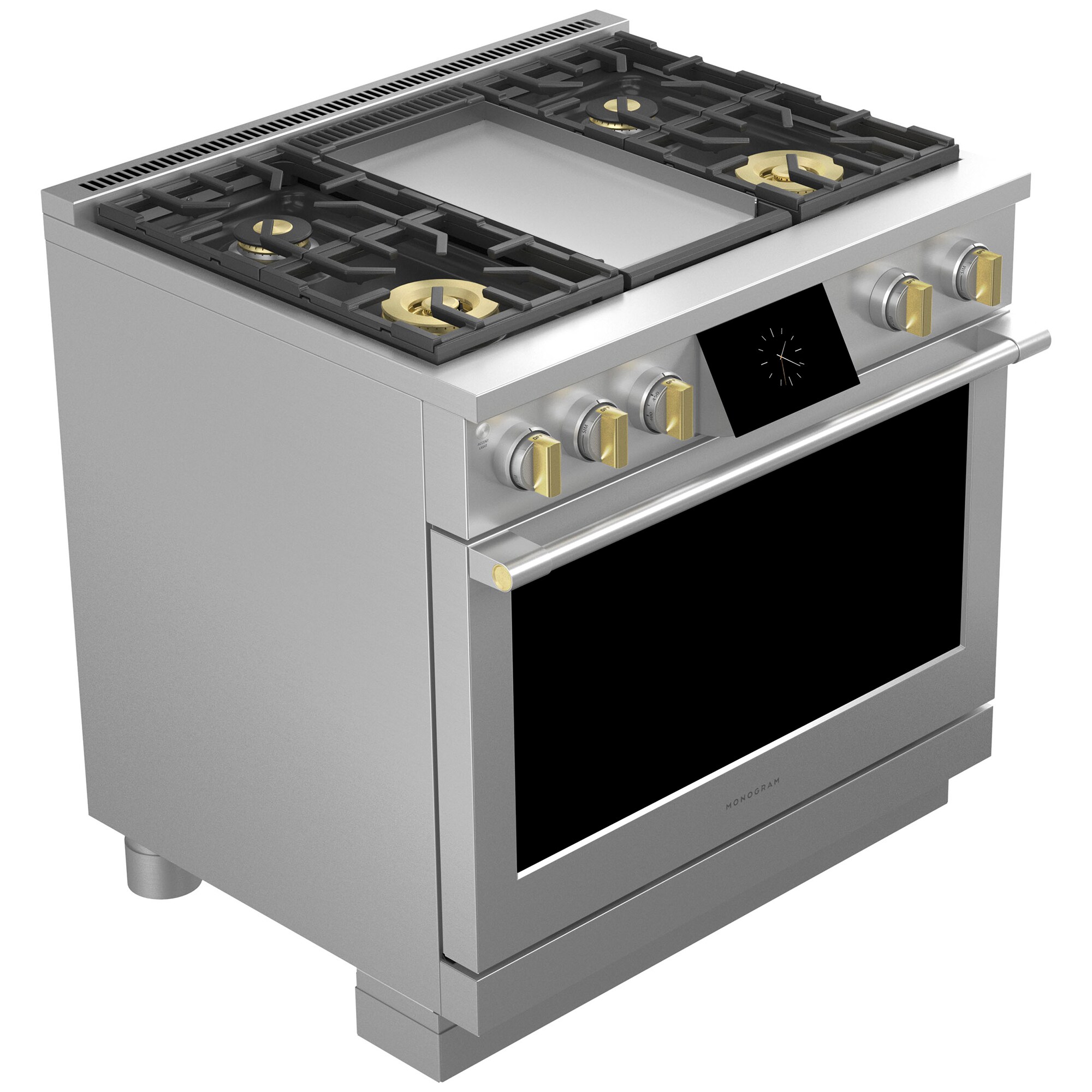 Monogram Statement Series 36 in. 5.7 cu. ft. Smart Air Fry True European Convection Dual Fuel Range with 4 Sealed Burners & Griddle - Stainless Steel, , hires